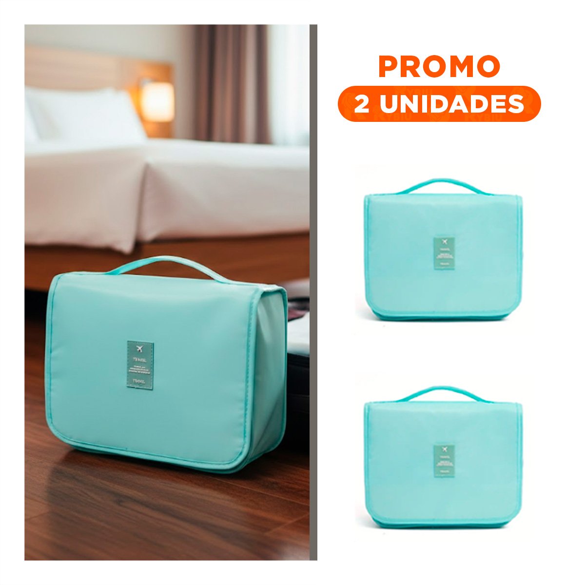 PACK2 COMPACTO COLGANTE 24X8X19CM CELESTE PARA LLEVAR SIN OCUPAR ESPACIO - 1