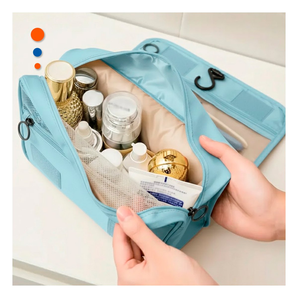 PACK2 COMPACTO COLGANTE 24X8X19CM CELESTE PARA LLEVAR SIN OCUPAR ESPACIO - 3