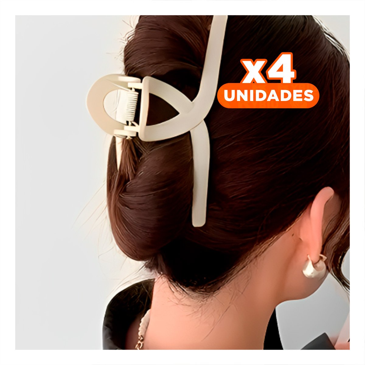 PACK4 SET 4 ACCESORIOS DE CABELLO ELEGANTES FORMA E EN NEGRO MARRON BEIGE - 1