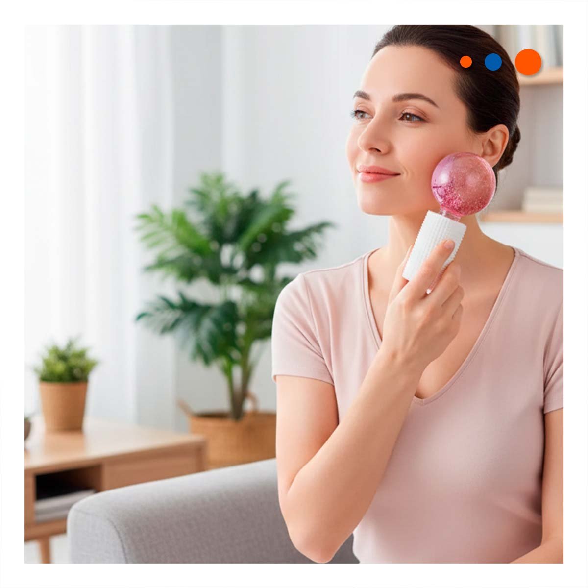 PACK4 MASAJEADOR FACIAL GLOBOS DE HIELO PAR ROSADO PARA MUJER Y+PAPEL REGALO - 2