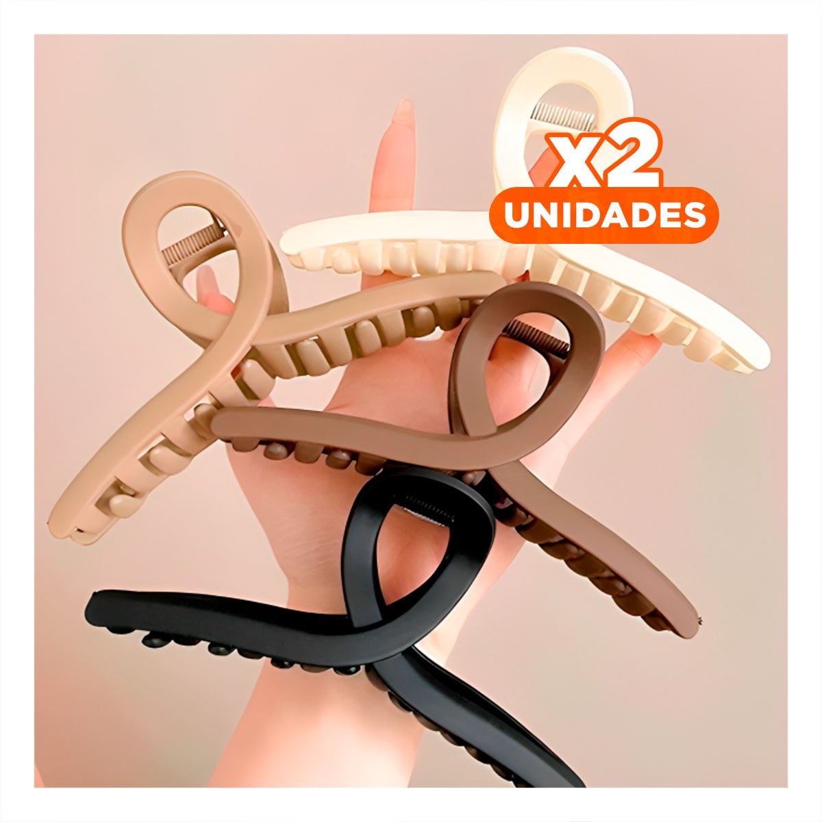 PACK2 SET 4 GANCHOS DE CABELLO ELEGANTES FORMA E EN NEGRO MARRON BEIGE Y+REGALO STICKER - 1