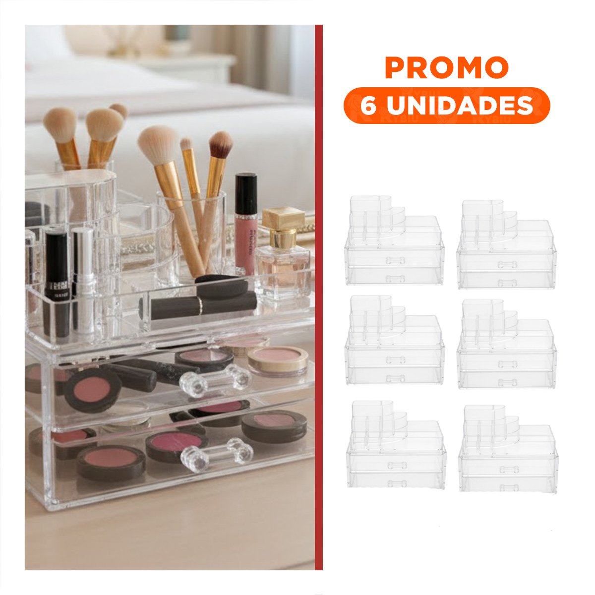 PACK6 ORGANIZADOR MULTIUSO PARA MAQUILLAJE ACCESORIOS Y ARTICULOS PERSONALES - 1
