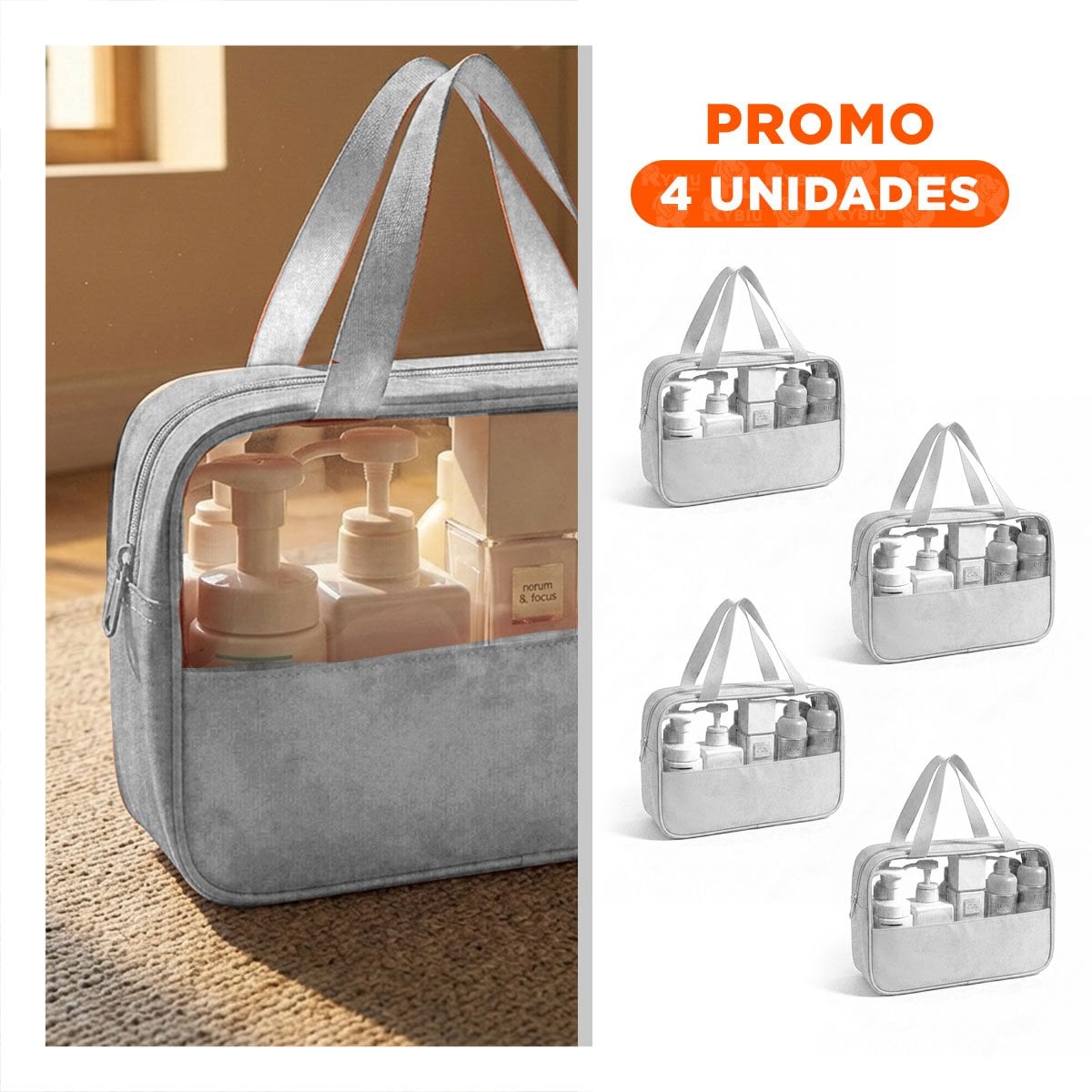 PACK4 ESTUCHE RECTANGULAR CON ASAS PARA COSMETICOS ROSADO LIGERO Y SEGURO Y+REGALO STICKER - 1