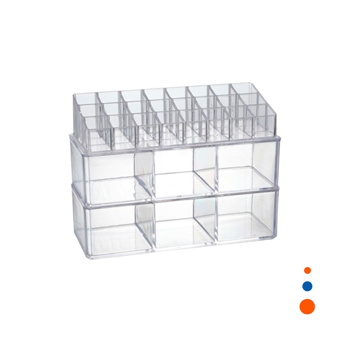 CONTENEDOR PARA MAQUILLAJE DE ACRILICO 2 PISOS 3 DIVISIONES TRANSPARENTE Y+REGALO STICKER - 3