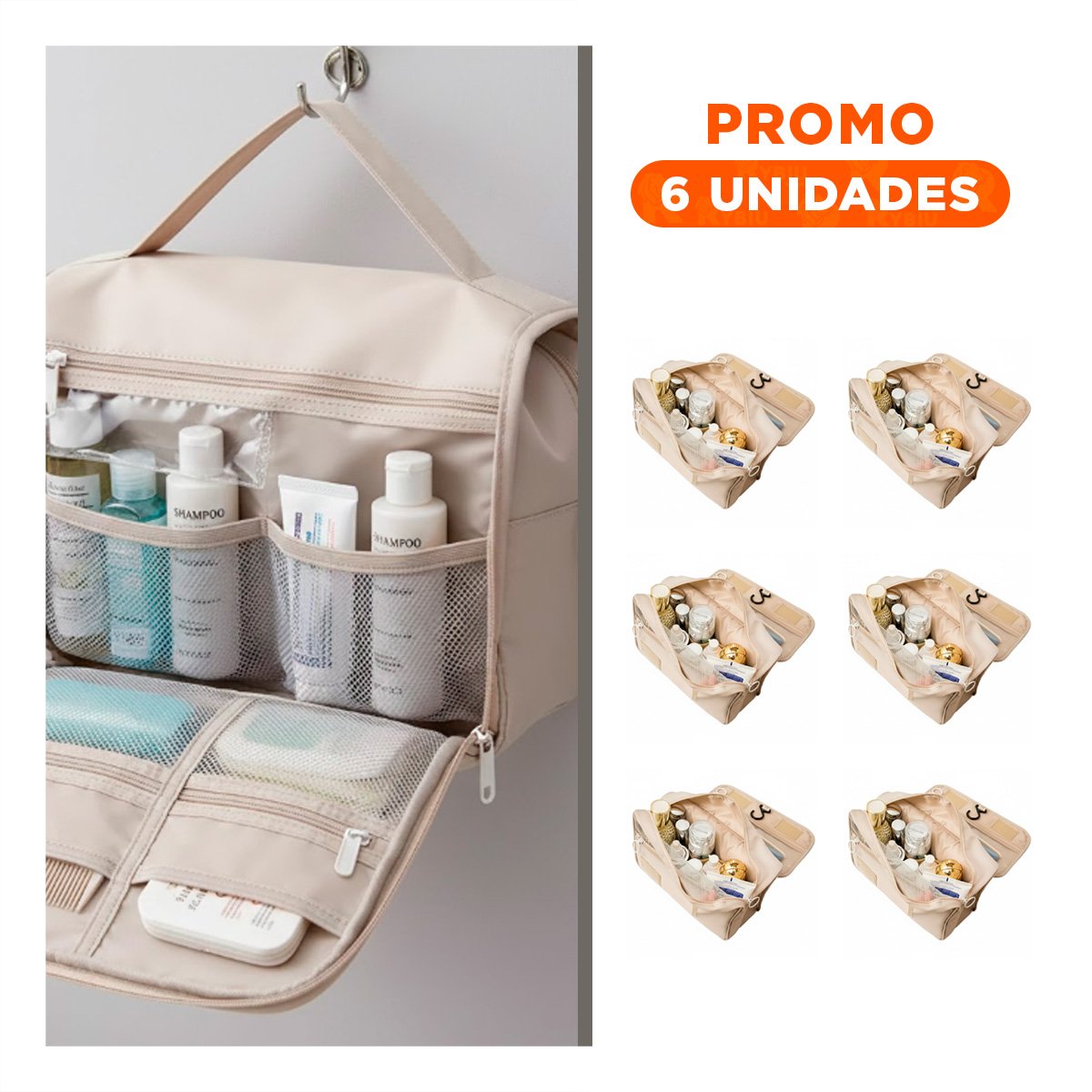 PACK6 BOLSA ORGANIZADORA 24X8X19 CM BEIGE COLGABLE PARA MAYOR COMODIDAD - 1