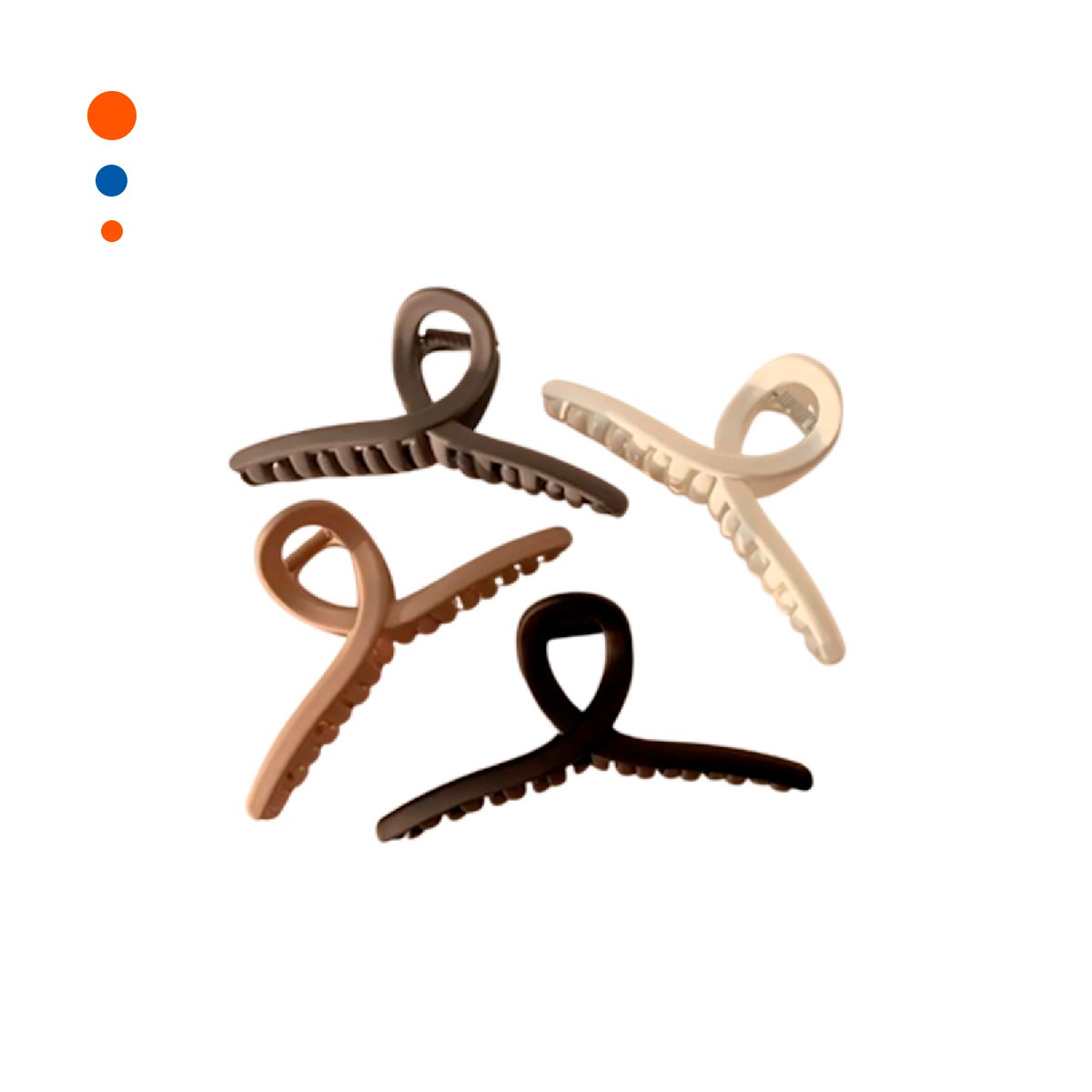 SET DE 4 ACCESORIOS DE CABELLO FORMA E EN NEGRO MARRON BEIGE Y+PAPEL REGALO - 1