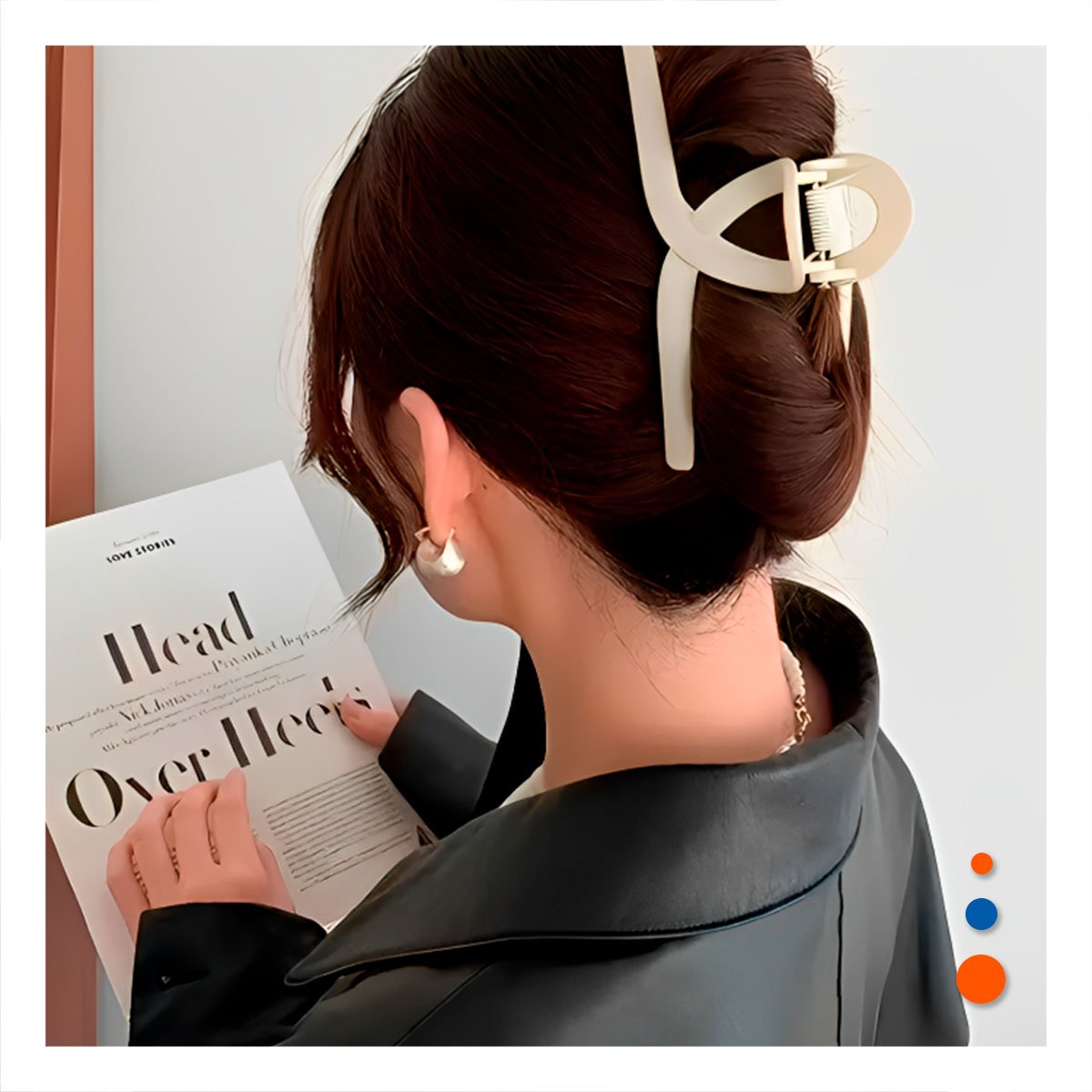 SET DE 4 ACCESORIOS DE CABELLO FORMA E EN NEGRO MARRON BEIGE Y+PAPEL REGALO - 2