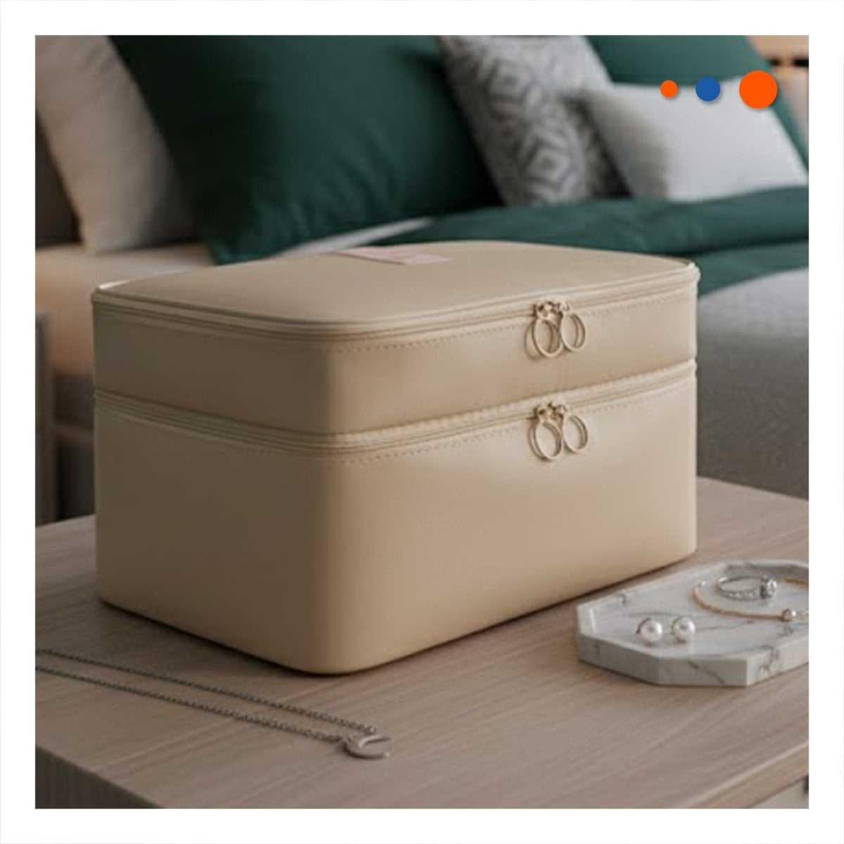 PORTA ACCESORIOS 4 ESPACIOS 30X16X17CM BEIGE PARA MUJER - 2