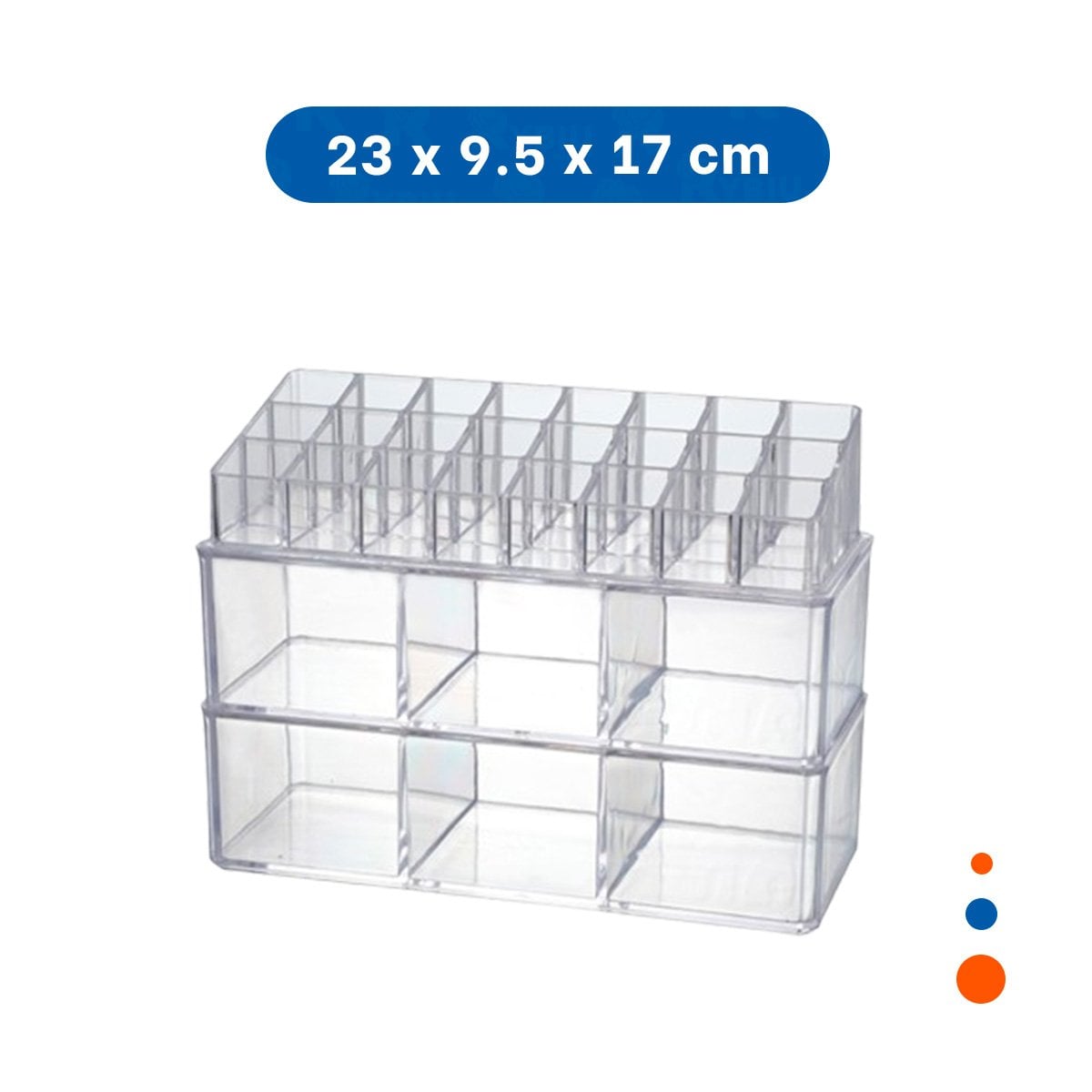 ESTUCHE PARA LABIALES DE ACRILICO 2 PISOS 3 DIVISIONES TRANSPARENTE Y+LIGAS REGALO - 4