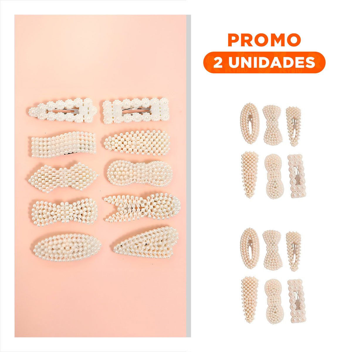 PACK2 COMPLEMENTOS 6 DE CABELLO CON PERLAS BEIGE PARA PEINADOS - 1