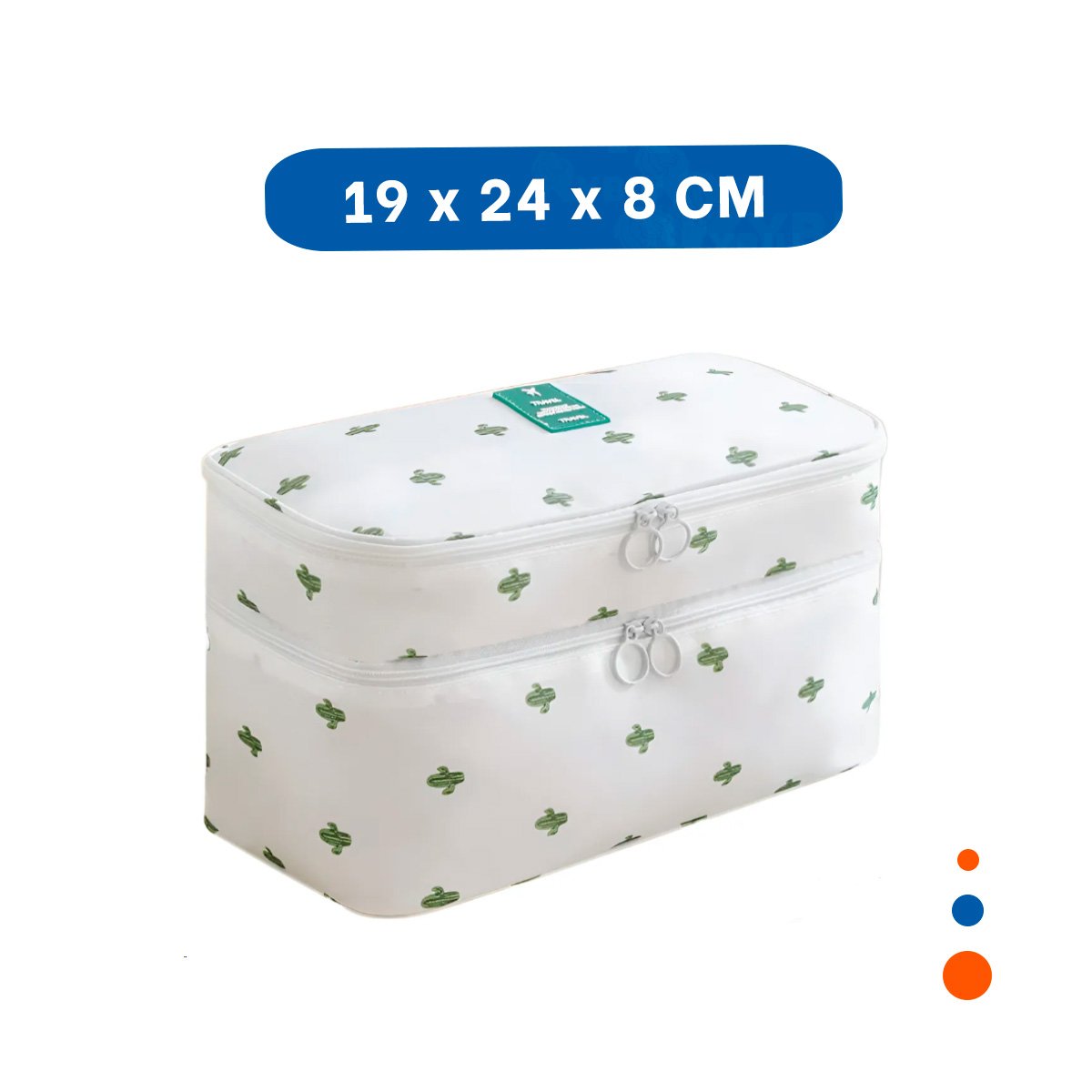 PORTACOSMETICOS CON 4 ESPACIOS 30X16X17CM PARA VIAJE BLANCO CACTUS Y+LIGAS REGALO - 4