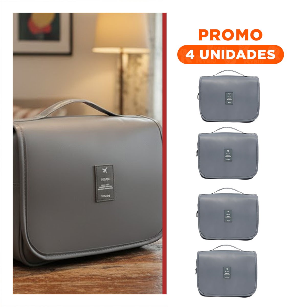 PACK4 ORGANIZADOR PERSONAL COLGANTE 24X8X19CM PLOMO PARA MANTENER ORDEN Y+REGALO STICKER - 1