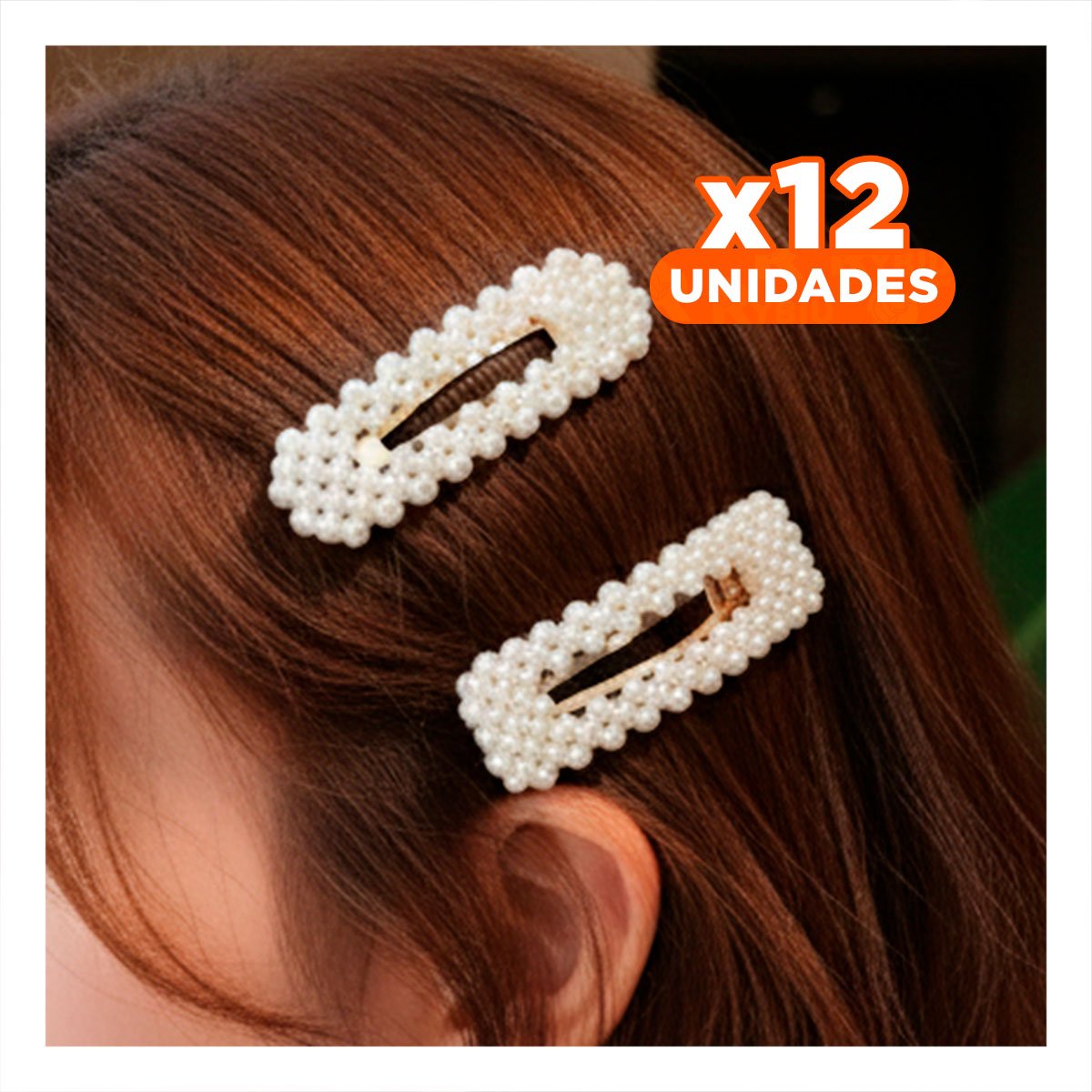 PACK12 BROCHES 6 DE CABELLO CON PERLAS BEIGE ESTILO CASUAL - 1