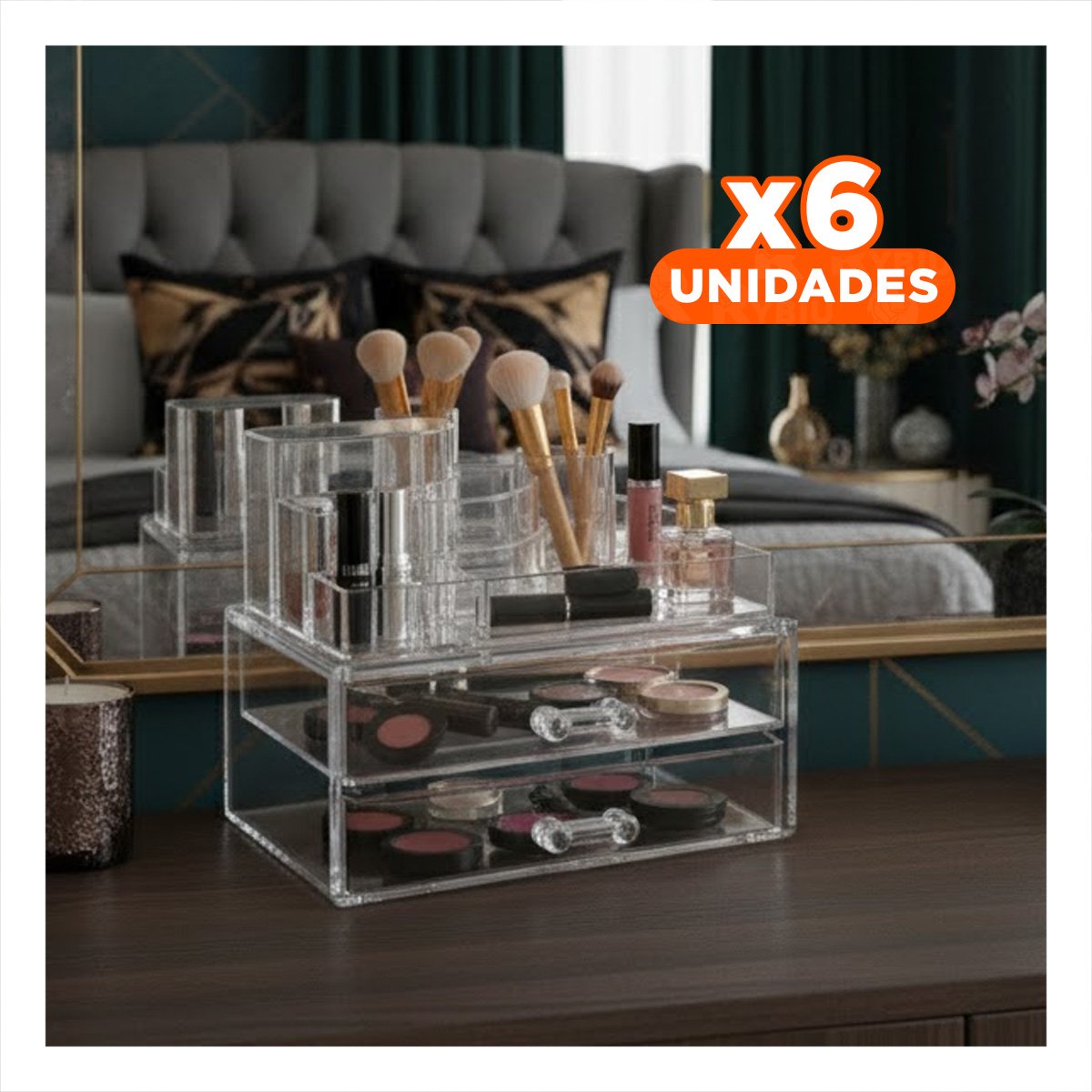 PACK6 ORGANIZADOR DE BELLEZA PARA TOCADOR CON DISEÑO PRACTICO Y VISIBLE Y+REGALO STICKER - 1