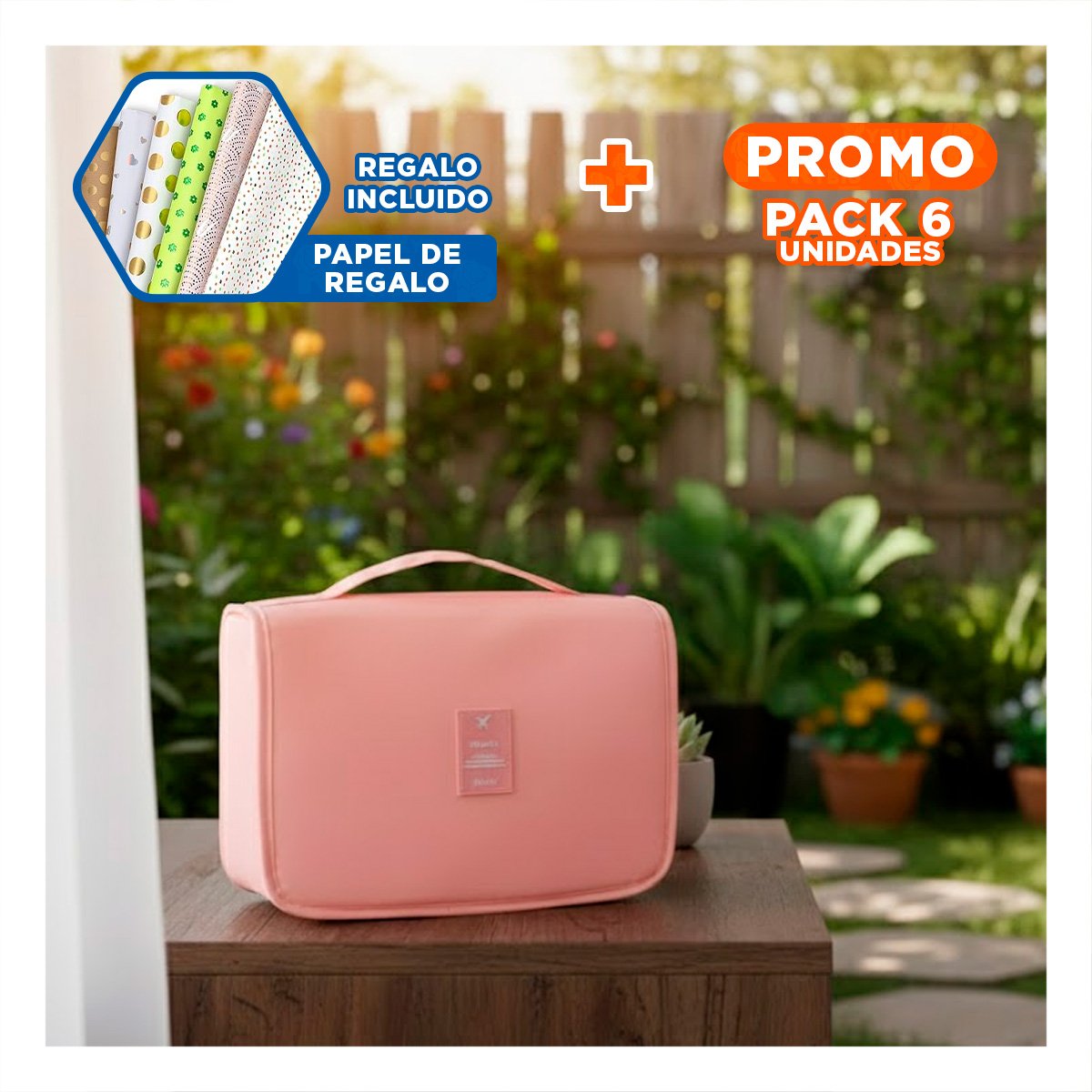PACK6 PORTAOBJETOS 24X8X19 CM ROSADO CON SISTEMA COLGADOR PARA MAYOR COMODIDAD Y+PAPEL REGALO - 1