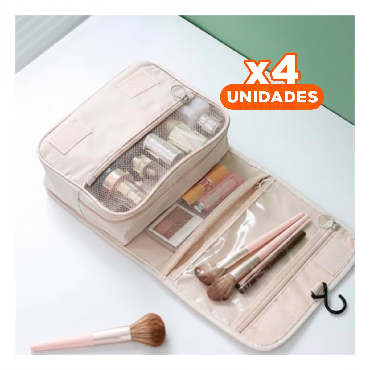 PACK4 BOLSA ORGANIZADORA 24X8X19 CM BEIGE PARA TRASLADO ORDENADO DE ARTICULOS - 1