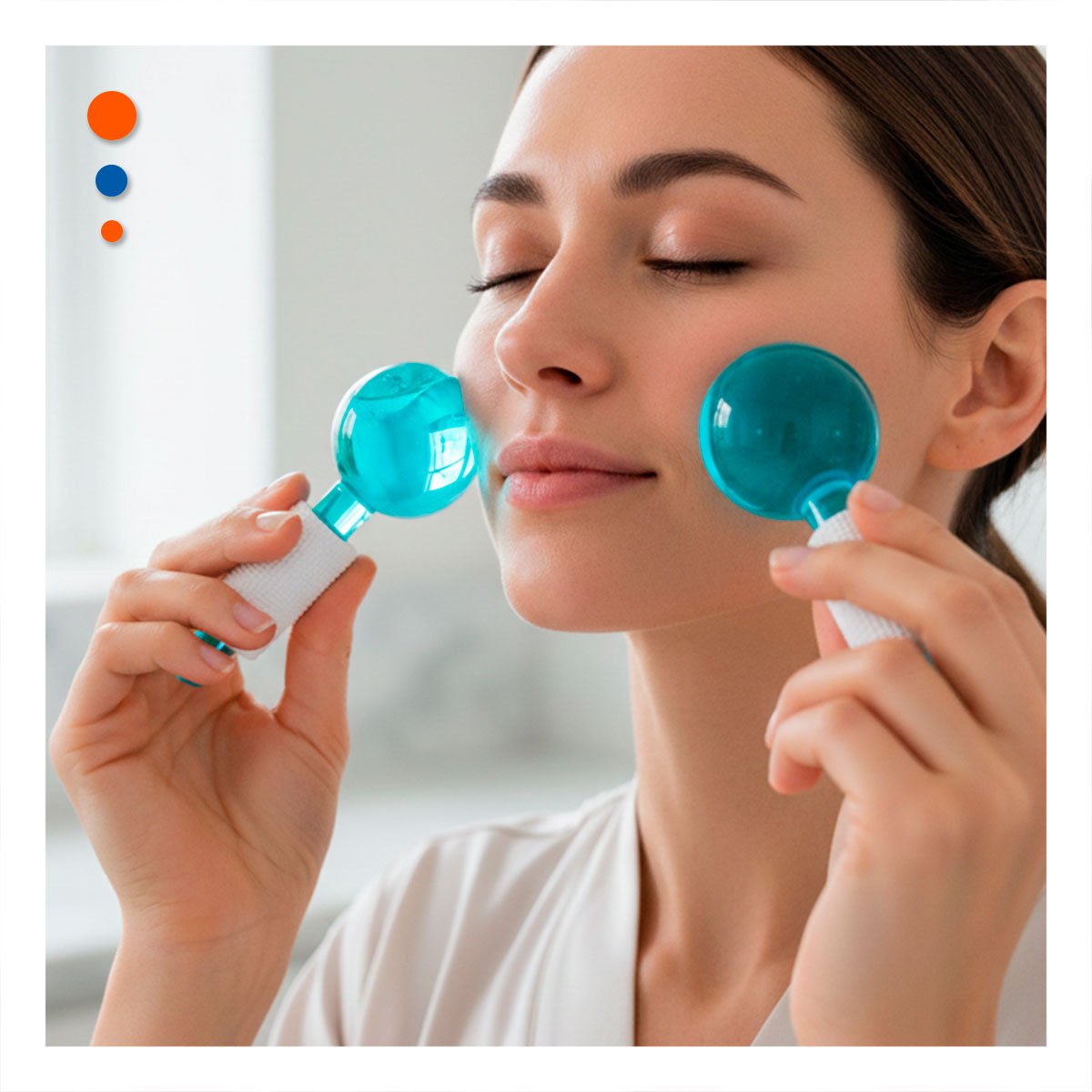 MASAJEADOR FACIAL CON GLOBOS DE HIELO CELESTE PAR PARA CUIDADO CONSTANTE - 1