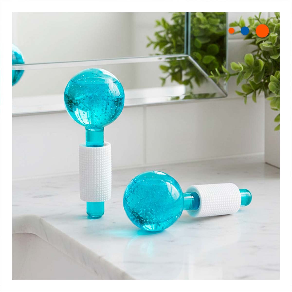 MASAJEADOR FACIAL CON GLOBOS DE HIELO CELESTE PAR PARA CUIDADO CONSTANTE - 2