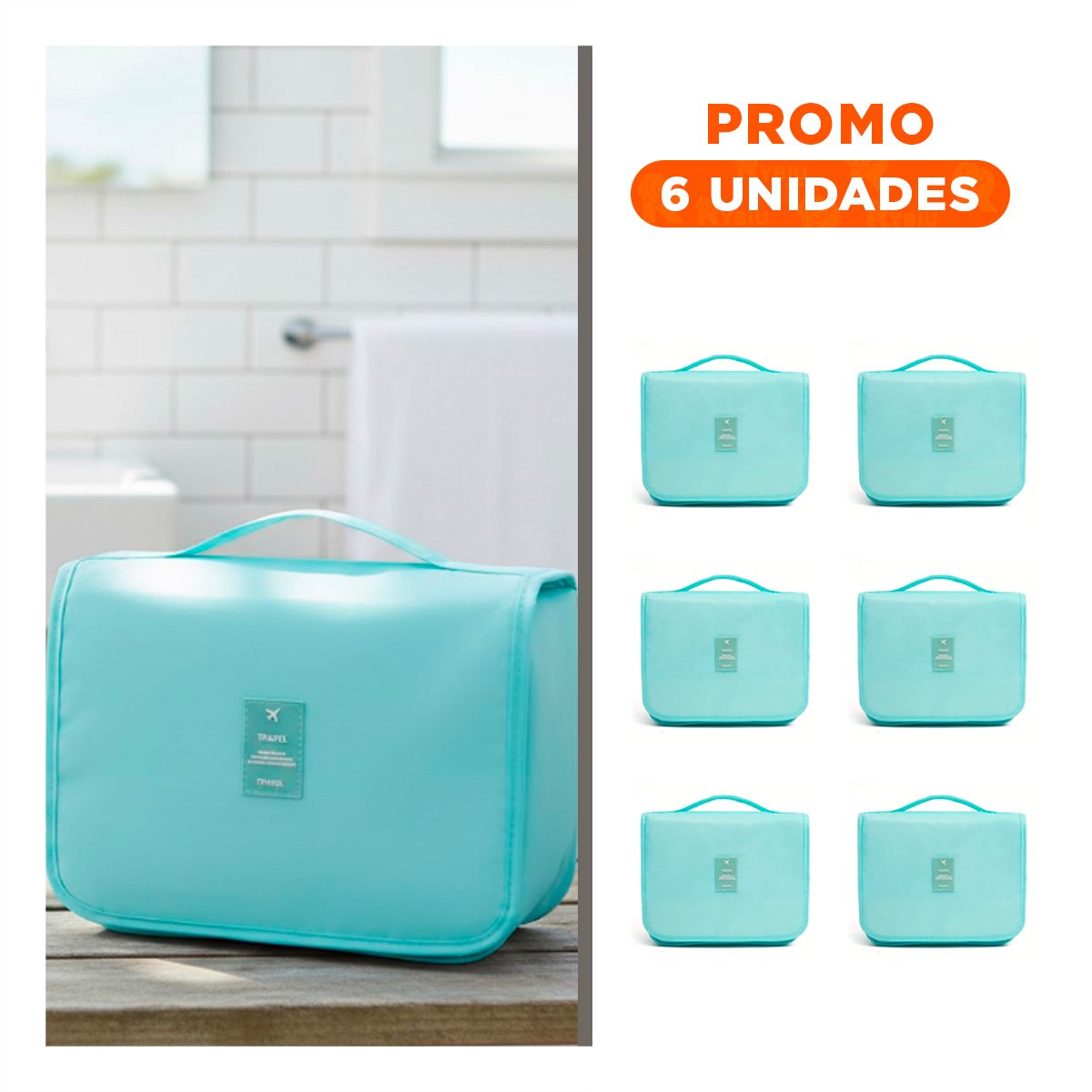 PACK6 PRACTICO ORGANIZADOR 24X8X19CM CELESTE COLGANTE CON MEDIDAS APROXIMADAS - 1