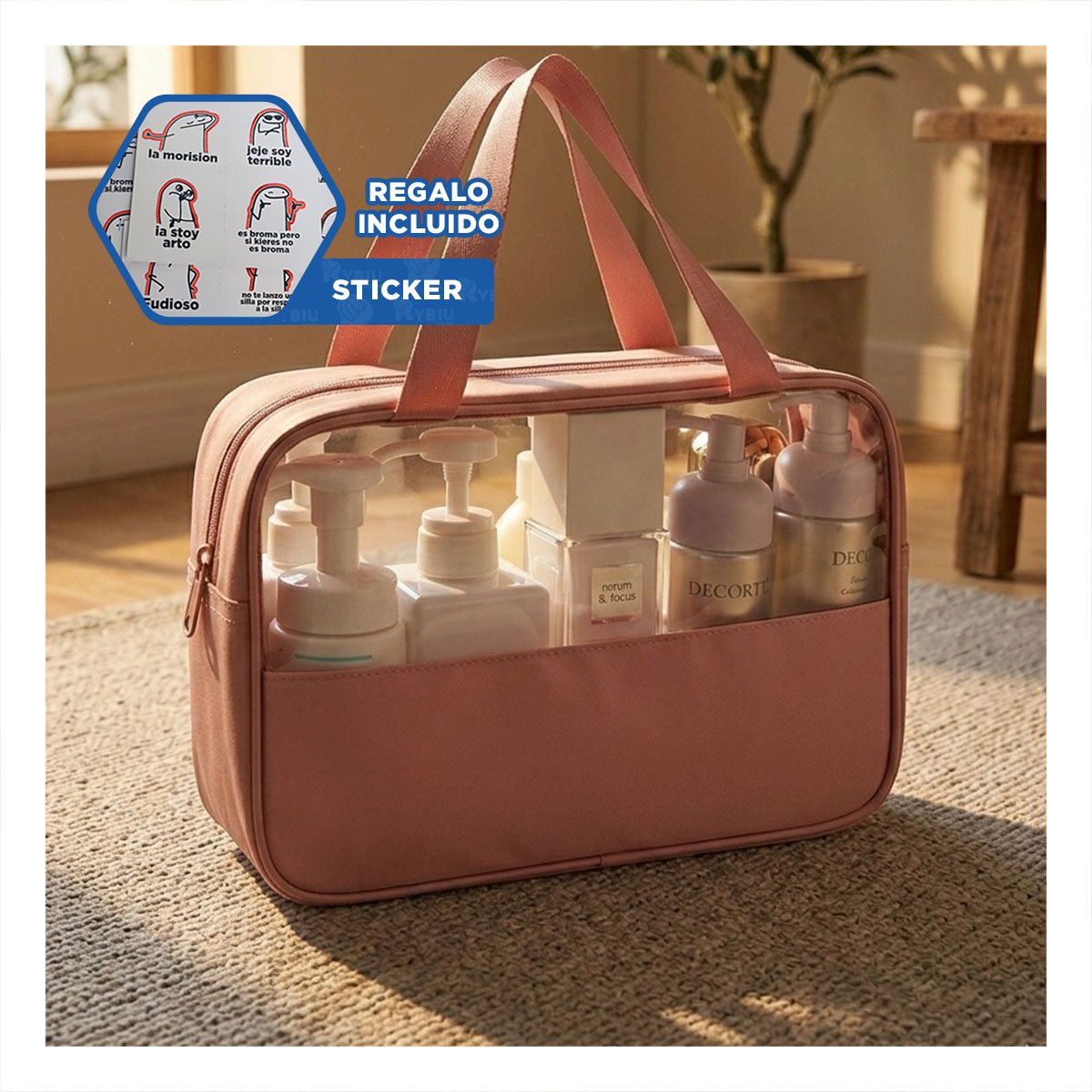 IMPLEMENTO NECESER RECTANGULAR CON ASAS ROSADO PARA RETOS Y+REGALO STICKER - 1