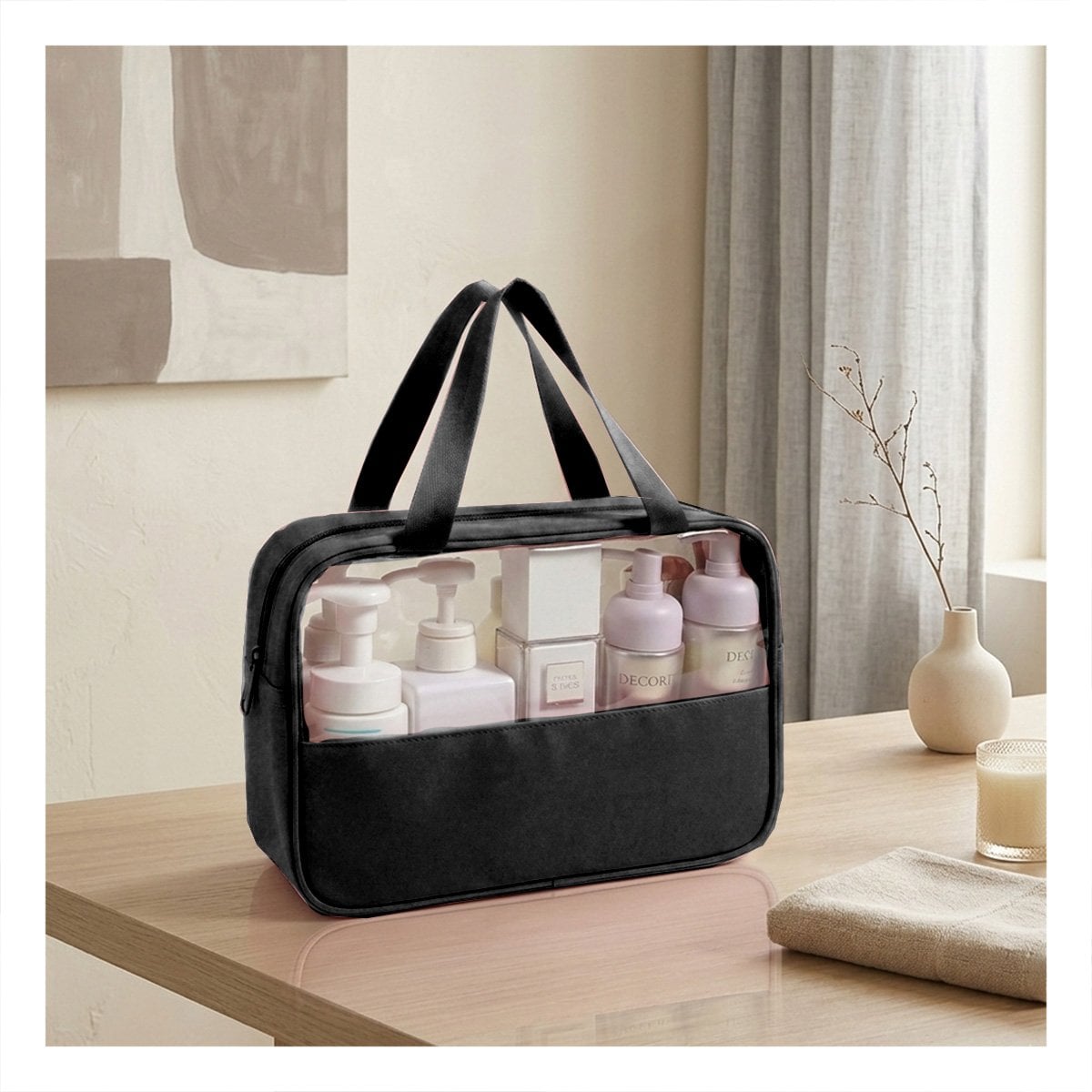 MALETIN RECTANGULAR CON ASAS PARA HIGIENE NEGRO LIGERO Y DURADERO Y+LIGAS REGALO - 1