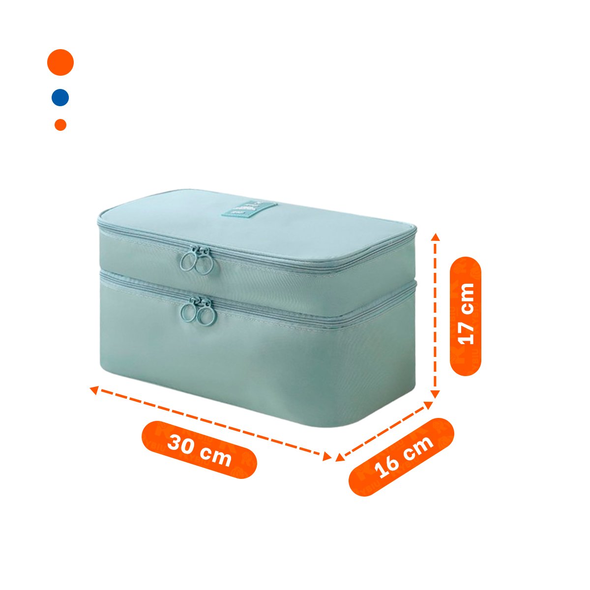 PACK2 NECESER PRACTICO 4 ESPACIOS 30X16X17CM CELESTE PARA HOGAR Y+PAPEL REGALO - 4