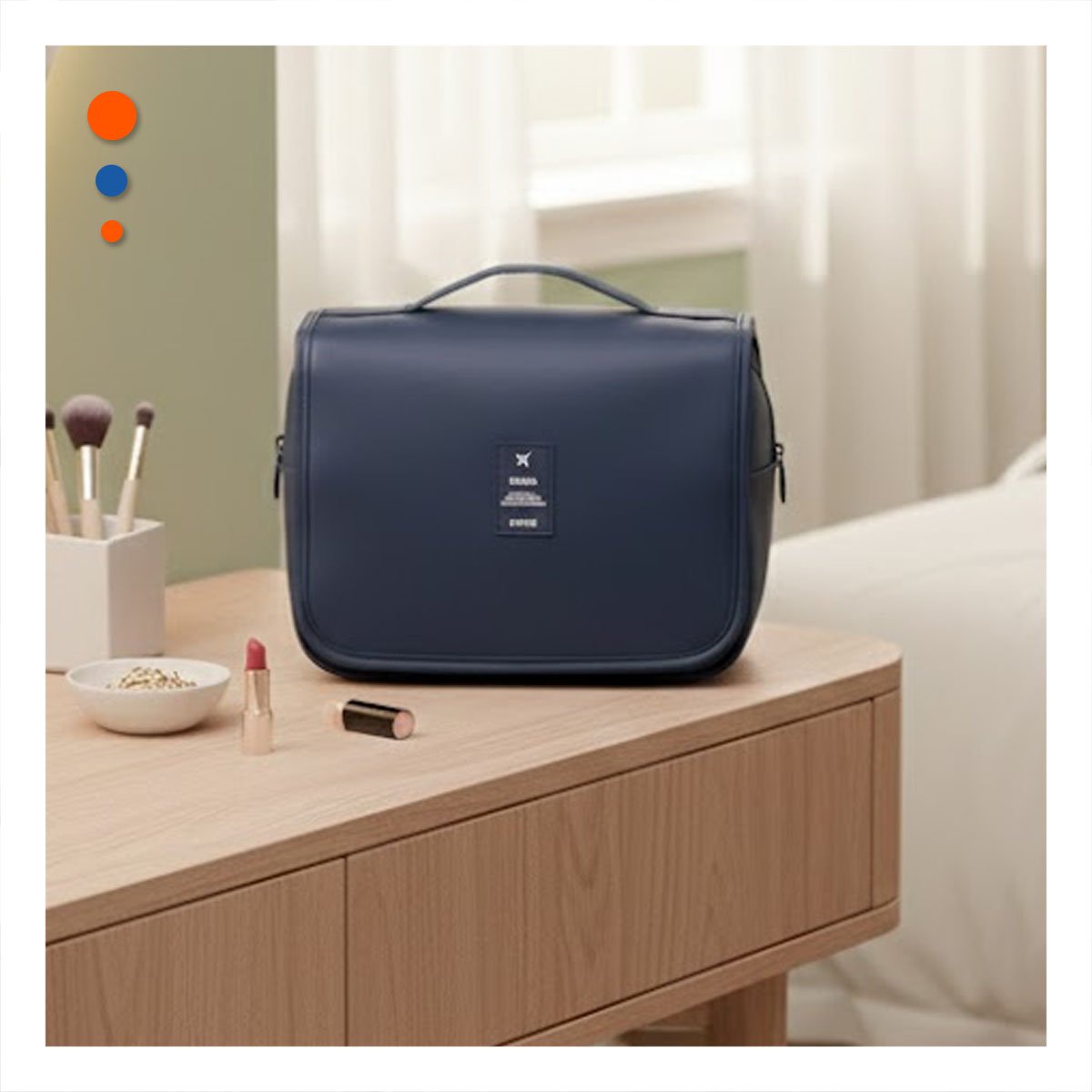 PORTA COSMETICOS COLGANTE 24X8X19CM AZUL CON GANCHO RESISTENTE PARA COLGAR FACILMENTE - 1