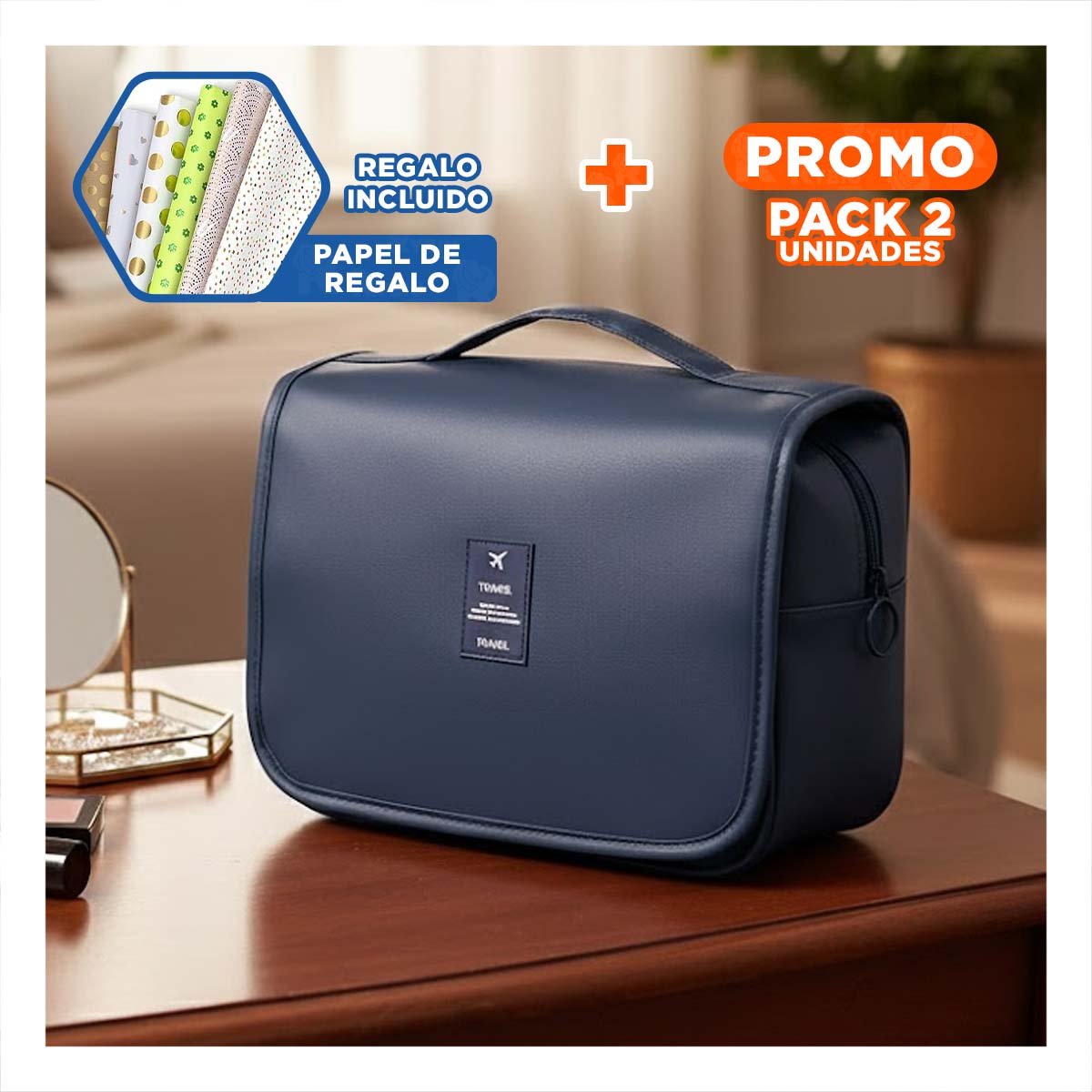 PACK2 ORGANIZADOR 24X8X19CM AZUL COLGANTE COMPACTO Y FUNCIONAL Y+PAPEL REGALO - 1