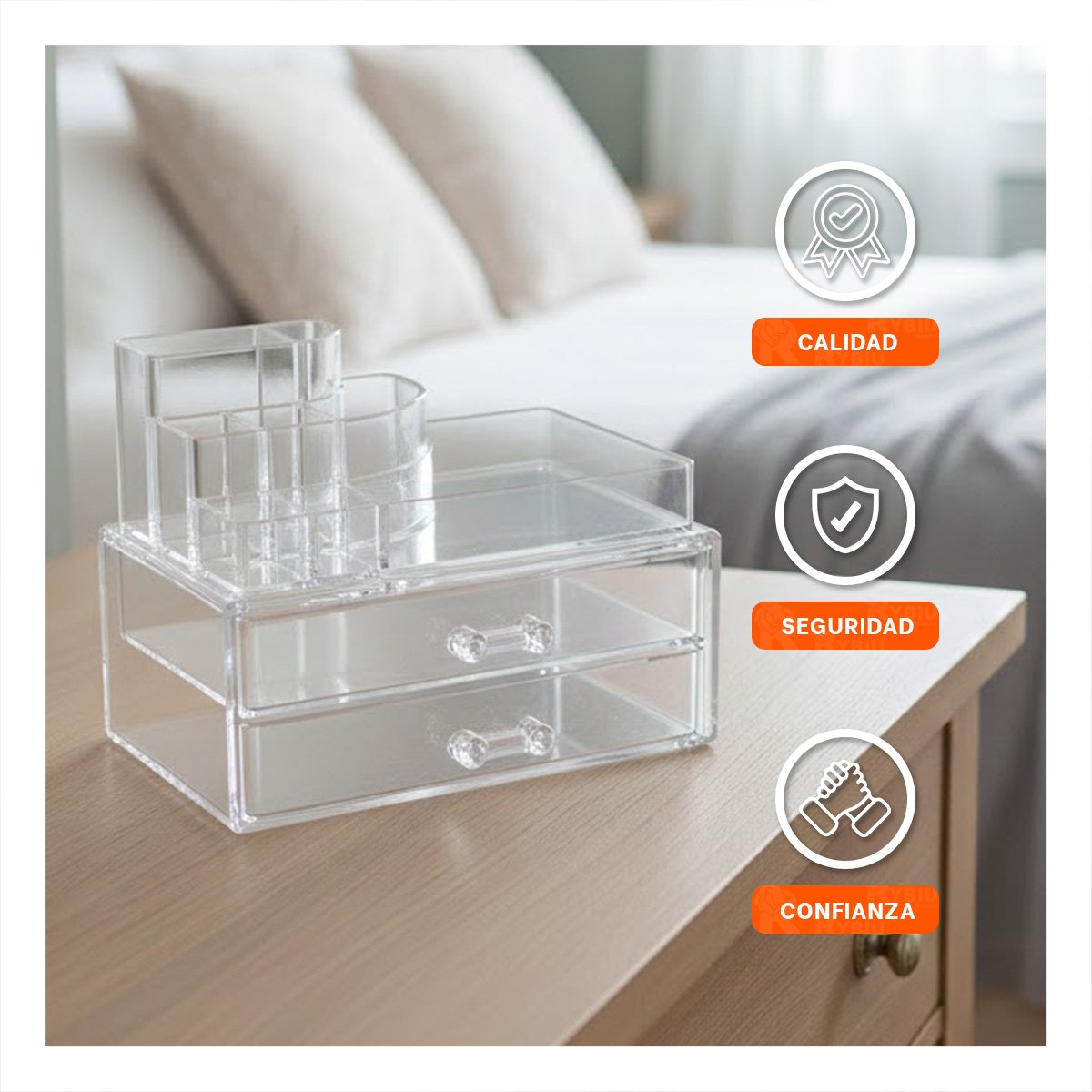 PACK4 ESTUCHE ACRILICO TRANSPARENTE PARA GUARDAR PRODUCTOS DE CUIDADO PERSONAL - 3