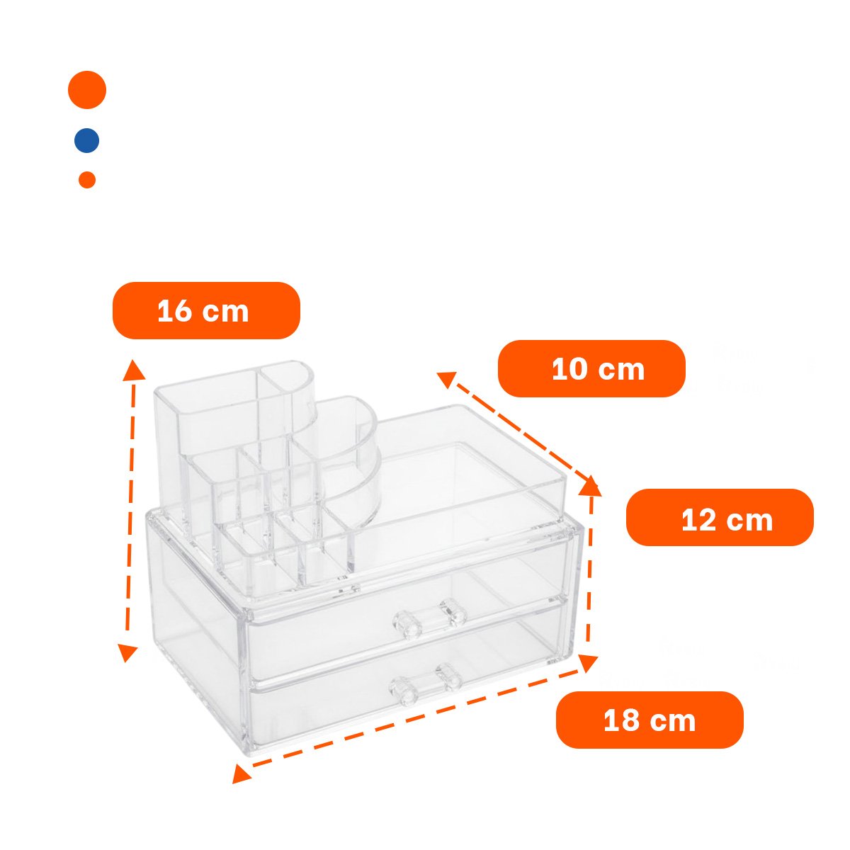 PACK4 ESTUCHE ACRILICO TRANSPARENTE PARA GUARDAR PRODUCTOS DE CUIDADO PERSONAL - 4