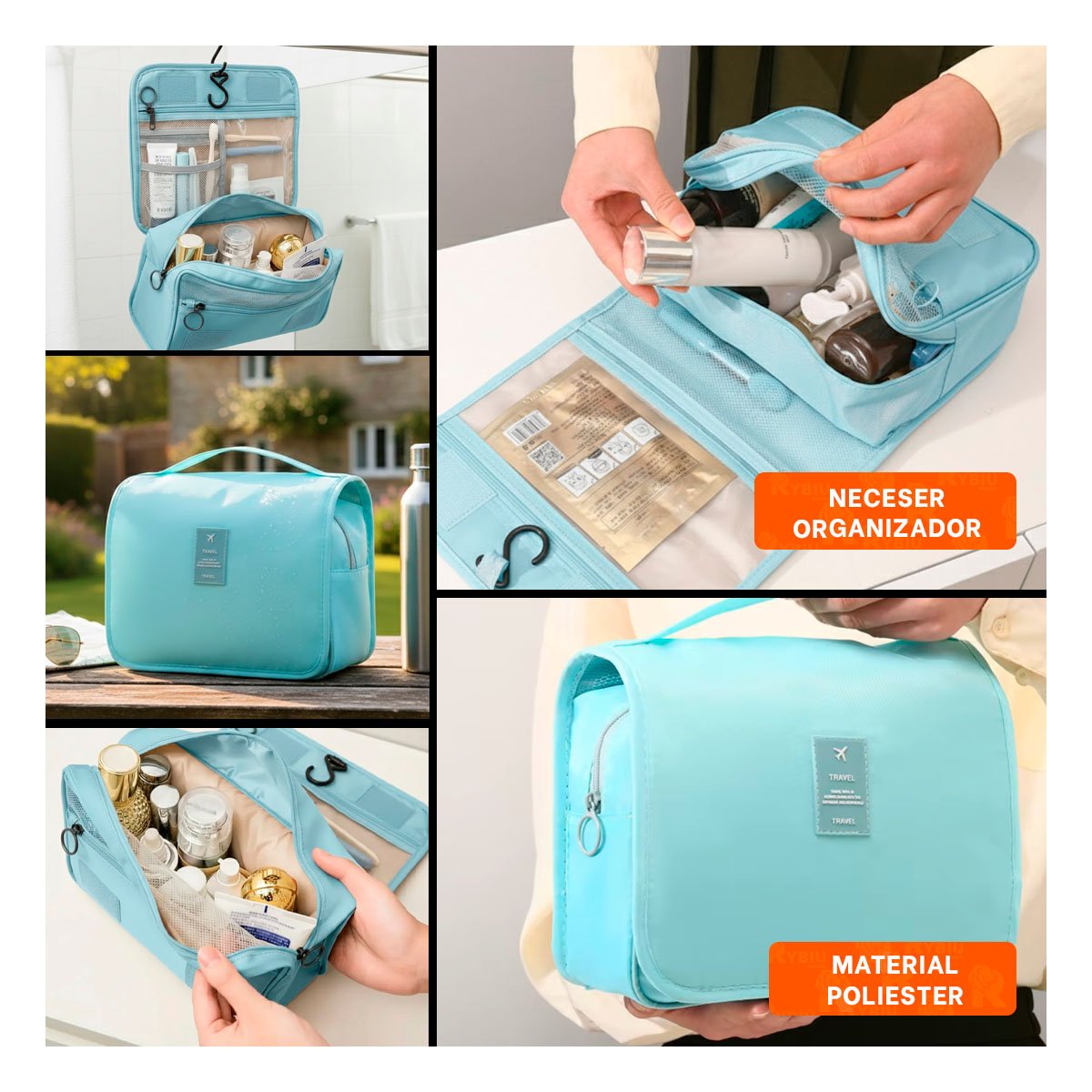 ACCESORIO COLGANTE 24X8X19CM CELESTE PARA ORGANIZAR PRODUCTOS DE ASEO PERSONAL - 5