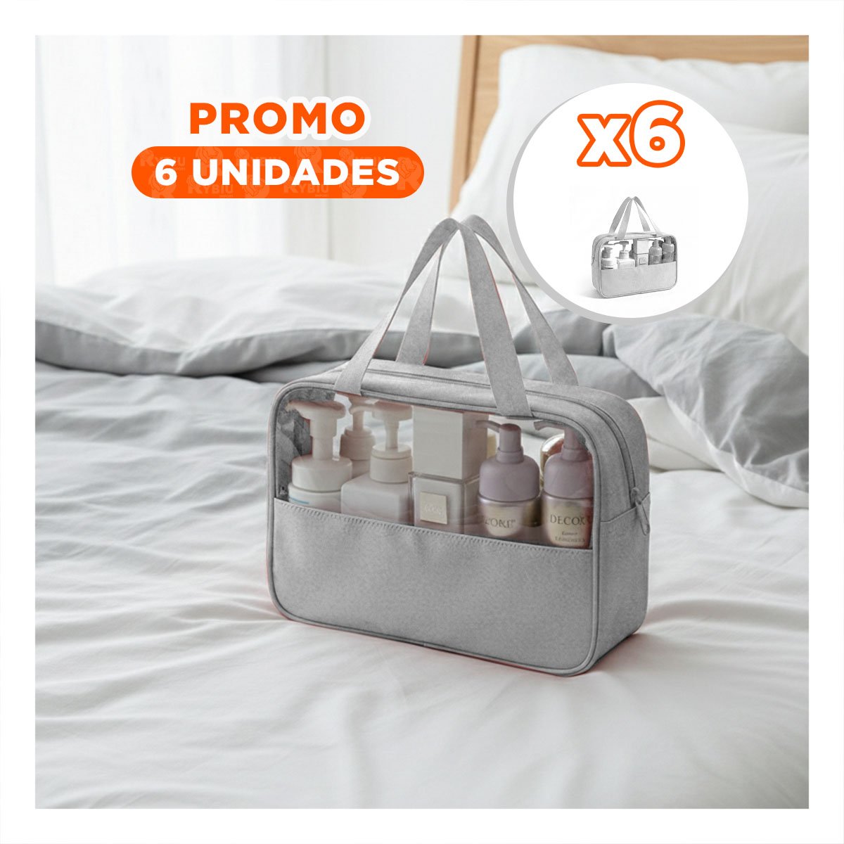 PACK6 ESTUCHE RECTANGULAR CON ASAS PARA VIAJE ROSADO SEGURO Y PRACTICO Y+REGALO STICKER - 1