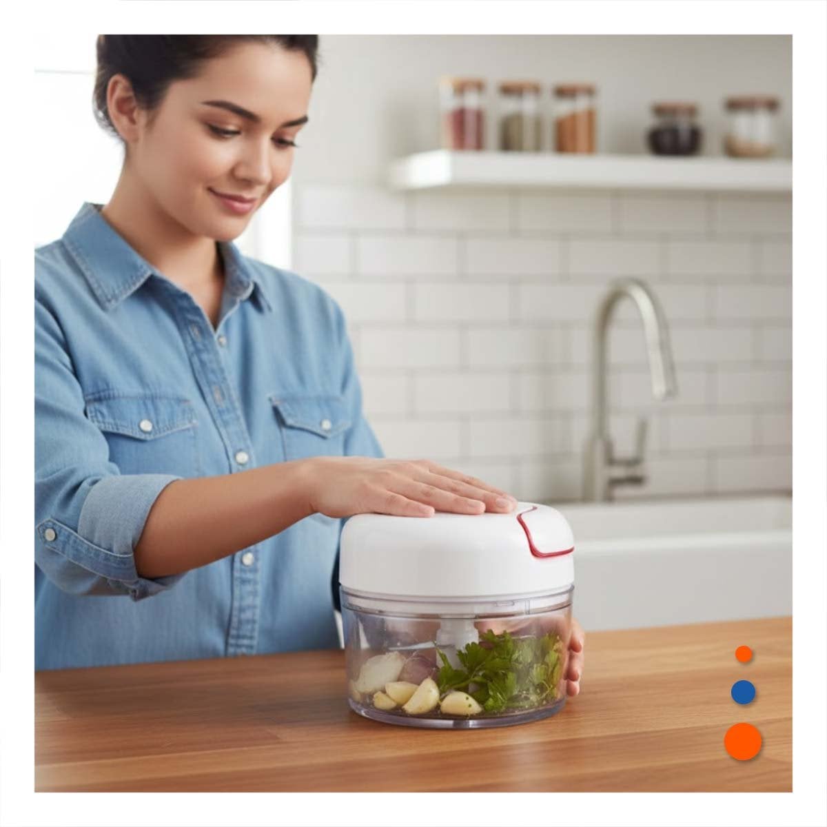 ACCESORIO DE COCINA PARA JUGO NATURAL DE NARANJA CELESTE Y+LIGAS REGALO - 1