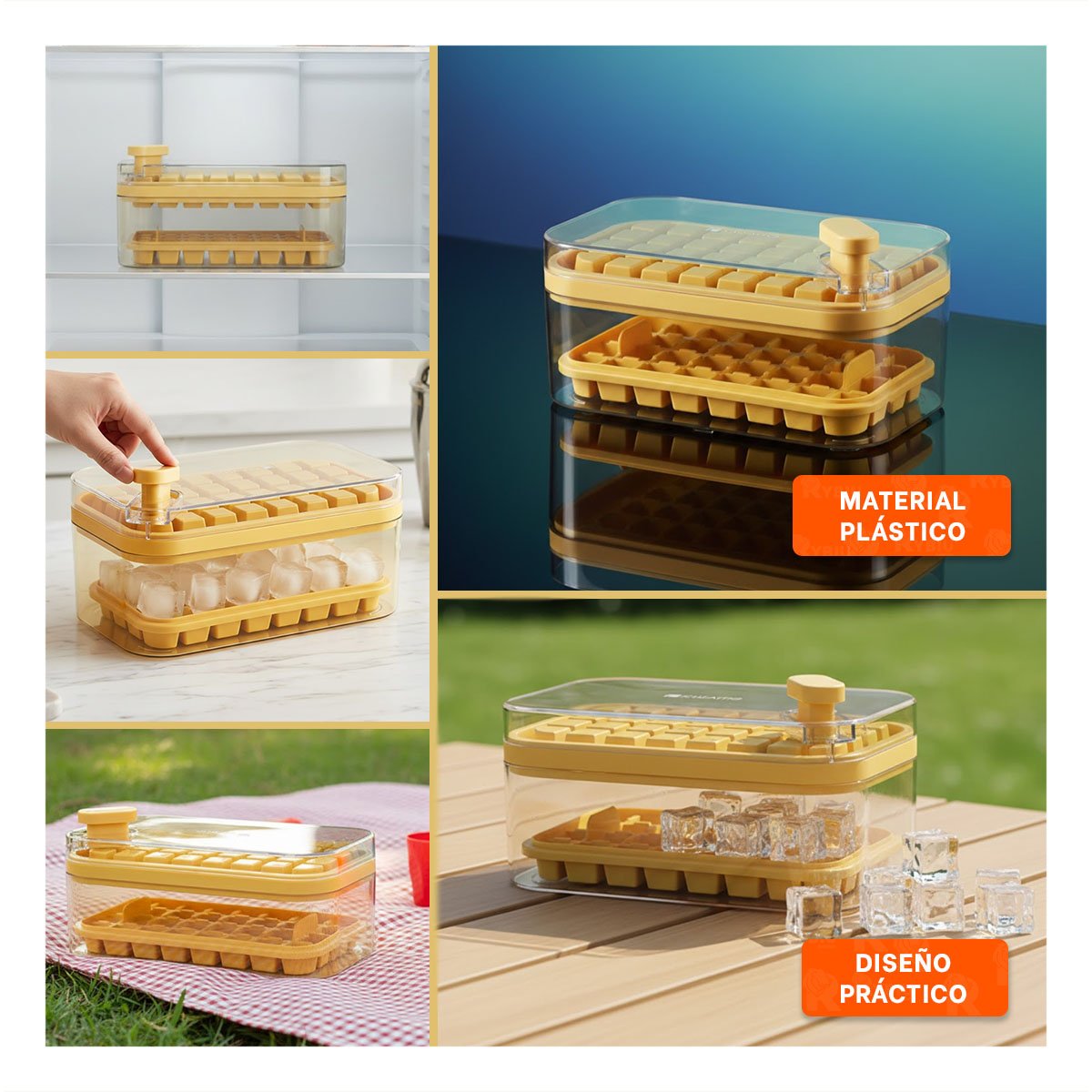 RECIPIENTE COMPACTO BLANCO PARA HACER HIELO EN CASA Y+POST IT - 1
