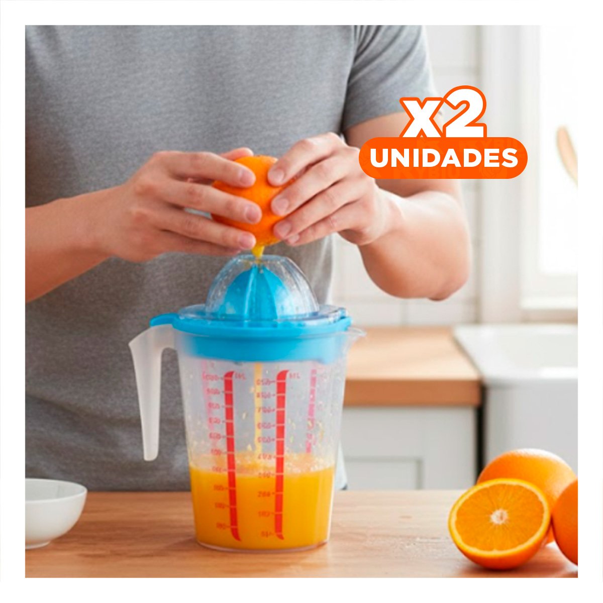 PACK2 ACCESORIO COMPACTO PARA EXPRIMIR FRUTAS CITRICAS CELESTE Y+REGALO STICKER - 1
