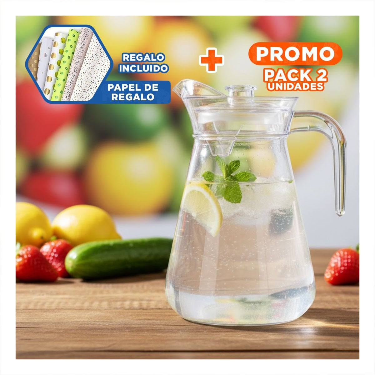 PACK2 CONTENEDOR BLANCO PARA CUBOS DE HIELO CON PRACTICO CLIC Y+PAPEL REGALO - 1