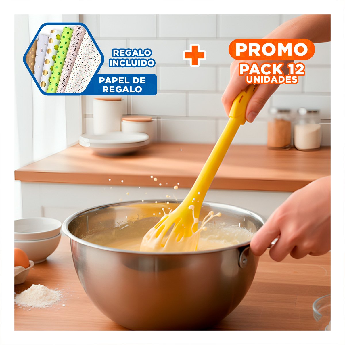 PACK12 DISPOSITIVO PRACTICO PARA JUGO NATURAL DE NARANJA CELESTE Y+PAPEL REGALO - 1
