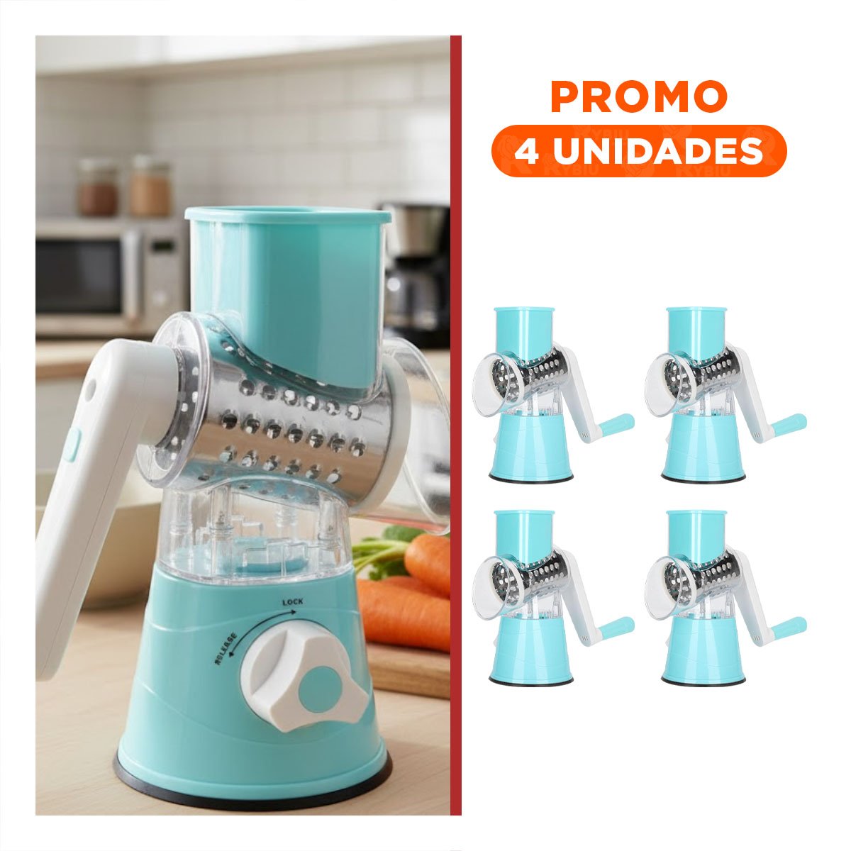 PACK4 HERRAMIENTA PRACTICA PARA EXPRIMIR NARANJA NATURAL CELESTE Y+REGALO STICKER - 1