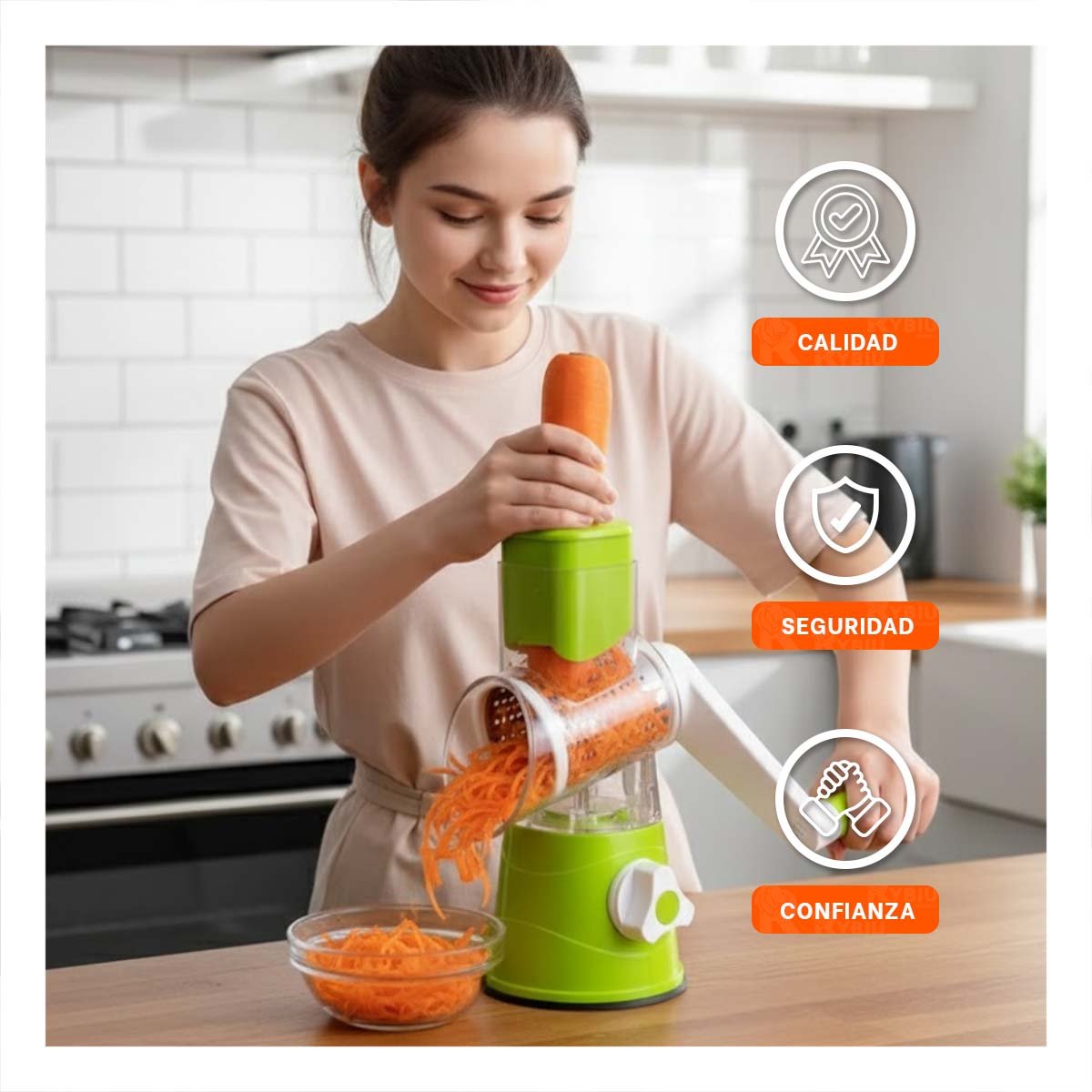 UTENSILIO COMPACTO PARA PREPARAR JUGO DE NARANJA CELESTE Y+PAPEL REGALO - 3