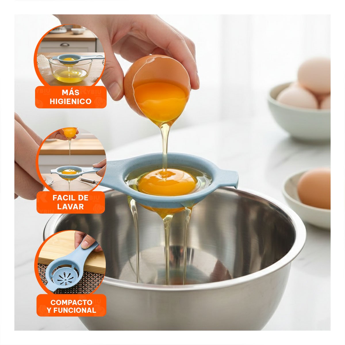 UTENSILIO COMPACTO PARA PREPARAR JUGO DE NARANJA CELESTE Y+PAPEL REGALO - 5