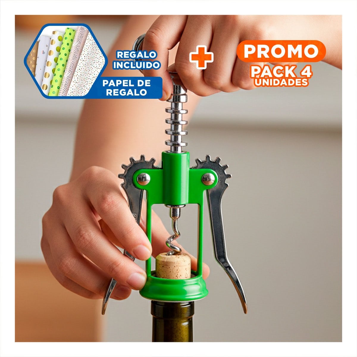 PACK4 ACCESORIO MANUAL VERDE 16,5 CM DISENO COMPACTO Y+PAPEL REGALO - 1
