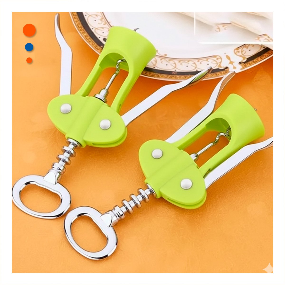 PACK4 ACCESORIO PARA VINO MANUAL 16,5 CM VERDE PRACTICO - 2