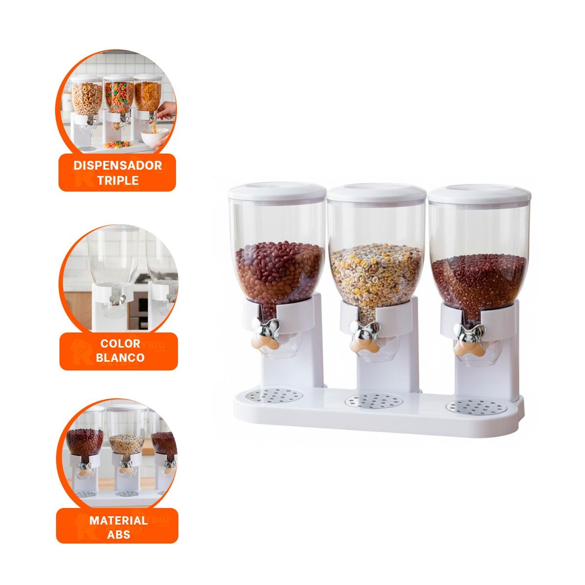 PACK6 TOLVA DOBLE DE GRANOS 2L NEGRO SEGURA Y ELEGANTE PARA GRANOS Y CEREALES Y+REGALO STICKER - 2