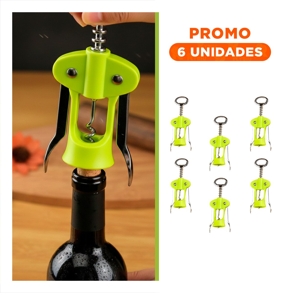 PACK6 ACCESORIO MANUAL 16,5 CM VERDE FUNCIONAL PARA BOTELLAS - 1