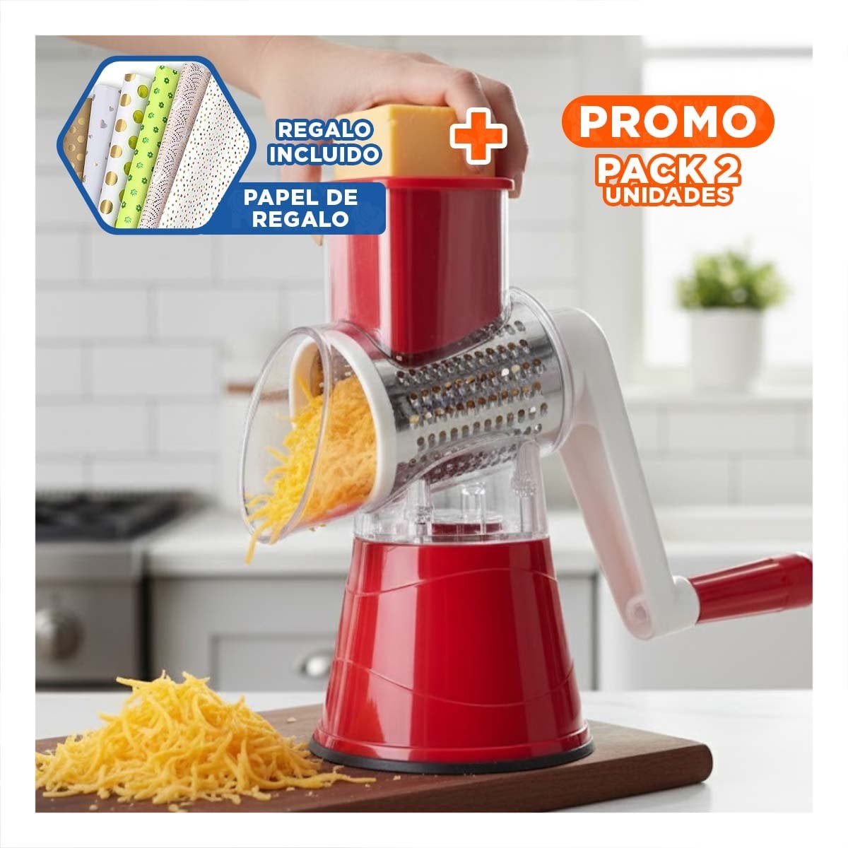 PACK2 ACCESORIO FUNCIONAL CON RECIPIENTE 1000 ML PARA COCINA CELESTE Y+PAPEL REGALO - 1