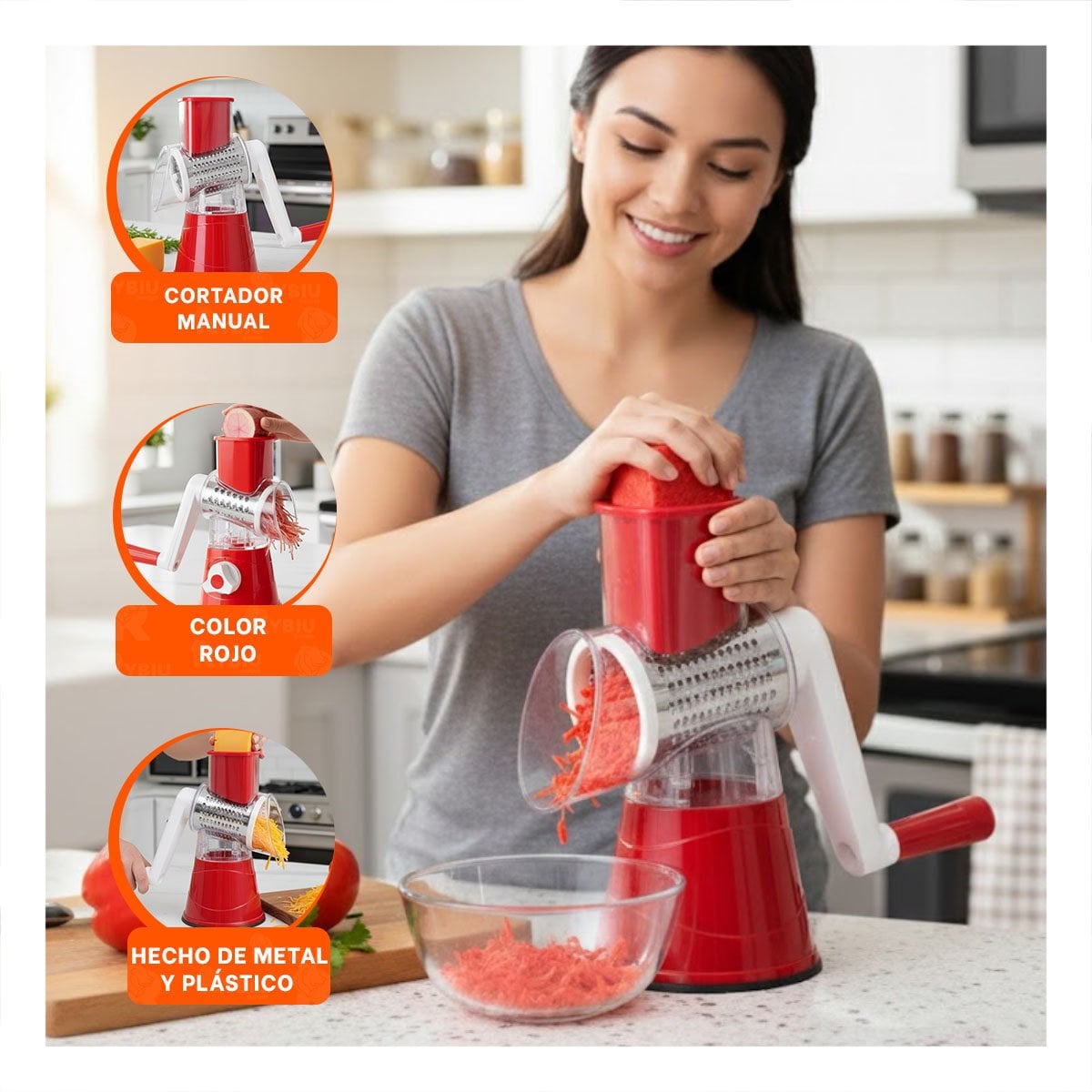 PACK2 ACCESORIO FUNCIONAL CON RECIPIENTE 1000 ML PARA COCINA CELESTE Y+PAPEL REGALO - 5