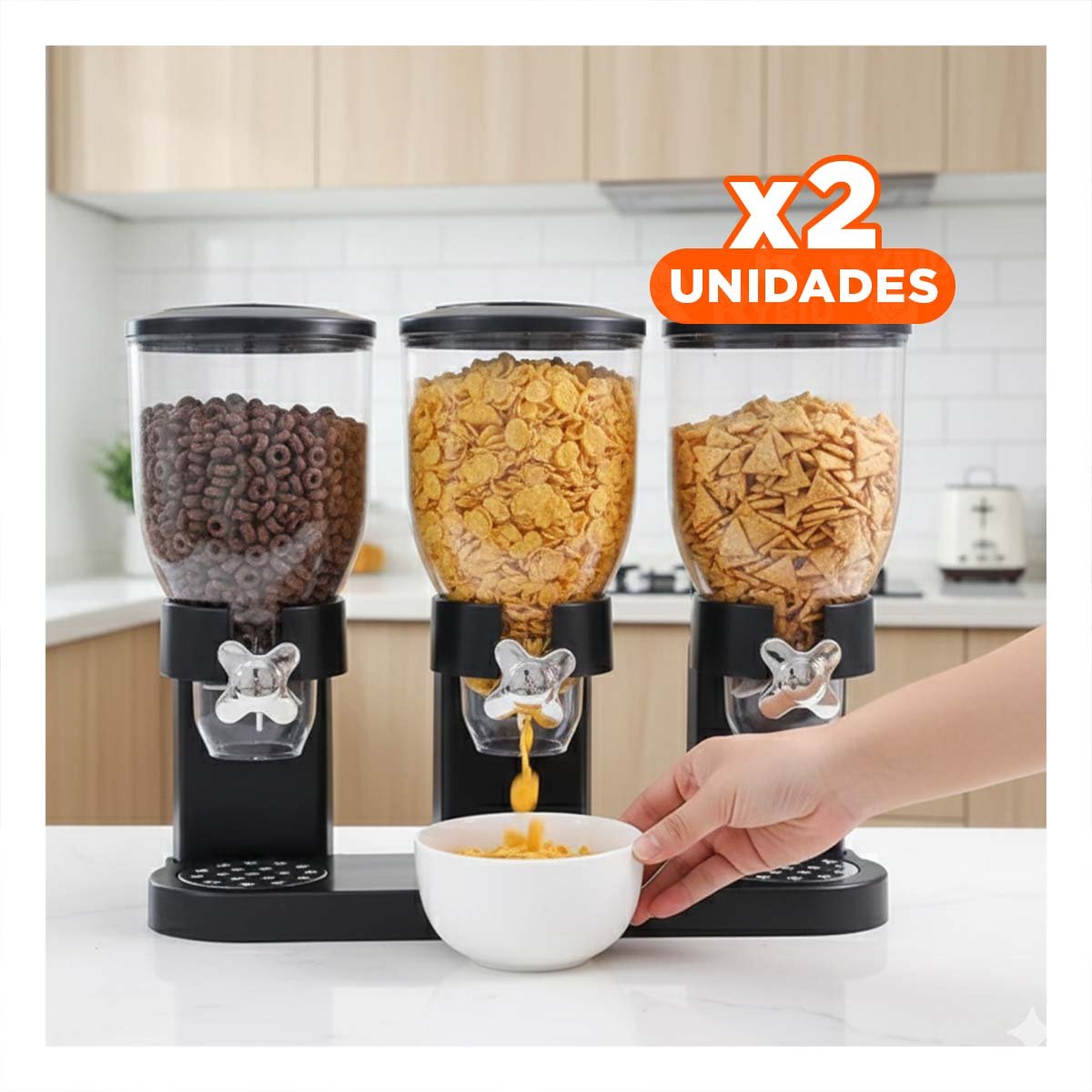 PACK2 DEPOSITO DOBLE DE GRANOS 2L NEGRO FACIL DE LLENAR Y LIMPIAR Y+REGALO STICKER - 1