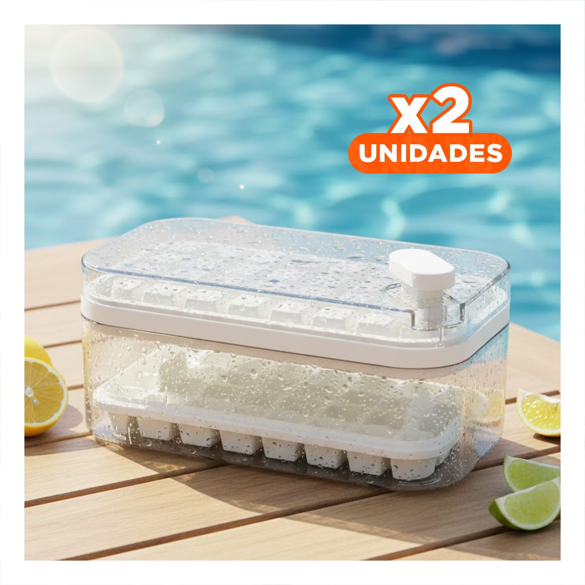 PACK2 CONTENEDOR DOBLE BLANCO PARA HIELO CON DISENO FUNCIONAL Y+REGALO STICKER - 1