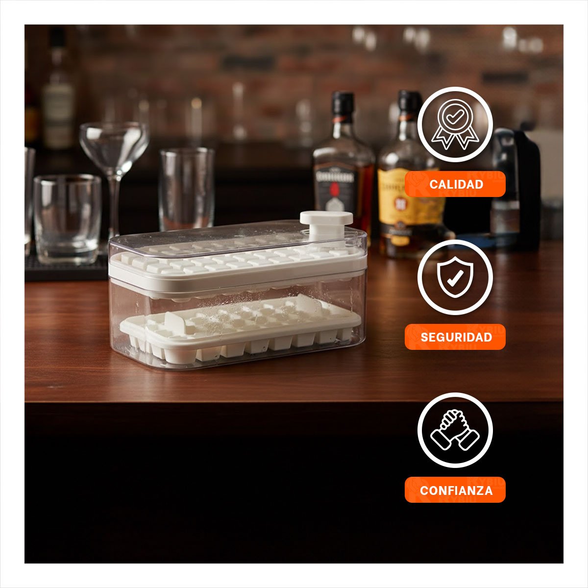 PACK2 CONTENEDOR DOBLE BLANCO PARA HIELO CON DISENO FUNCIONAL Y+REGALO STICKER - 5