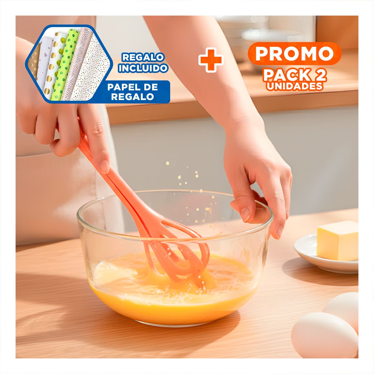 PACK2 ACCESORIO FUNCIONAL CON RECIPIENTE 1000 ML PARA COCINA CELESTE Y+PAPEL REGALO - 1